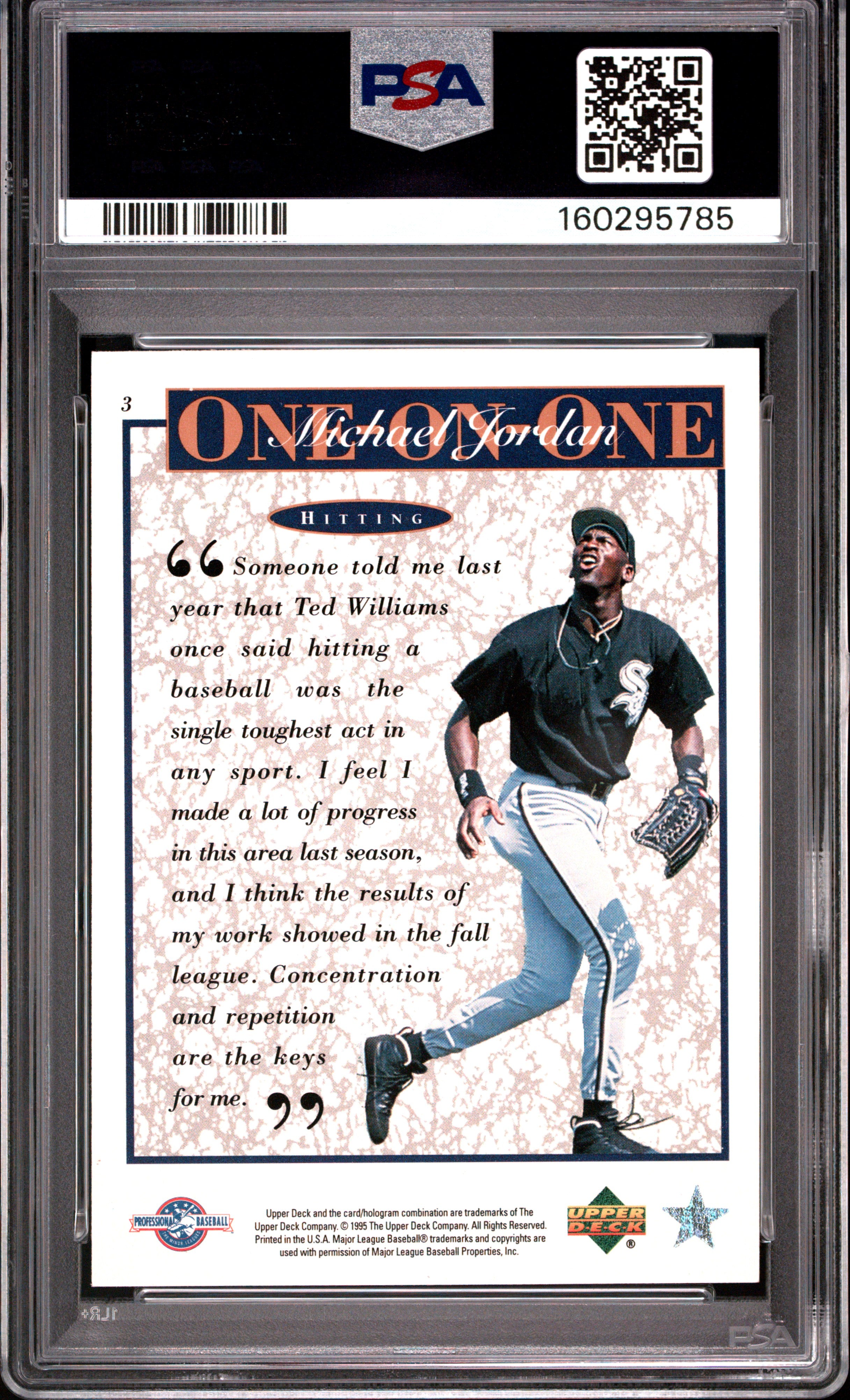 1995 Upper Deck Minor League M.J. One On One Hitting #3 PSA 9