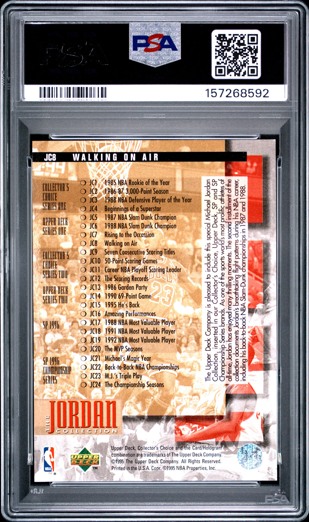 1995 Upper Deck Jordan Collection Michael Jordan #JC8 Walking Air PSA 9
