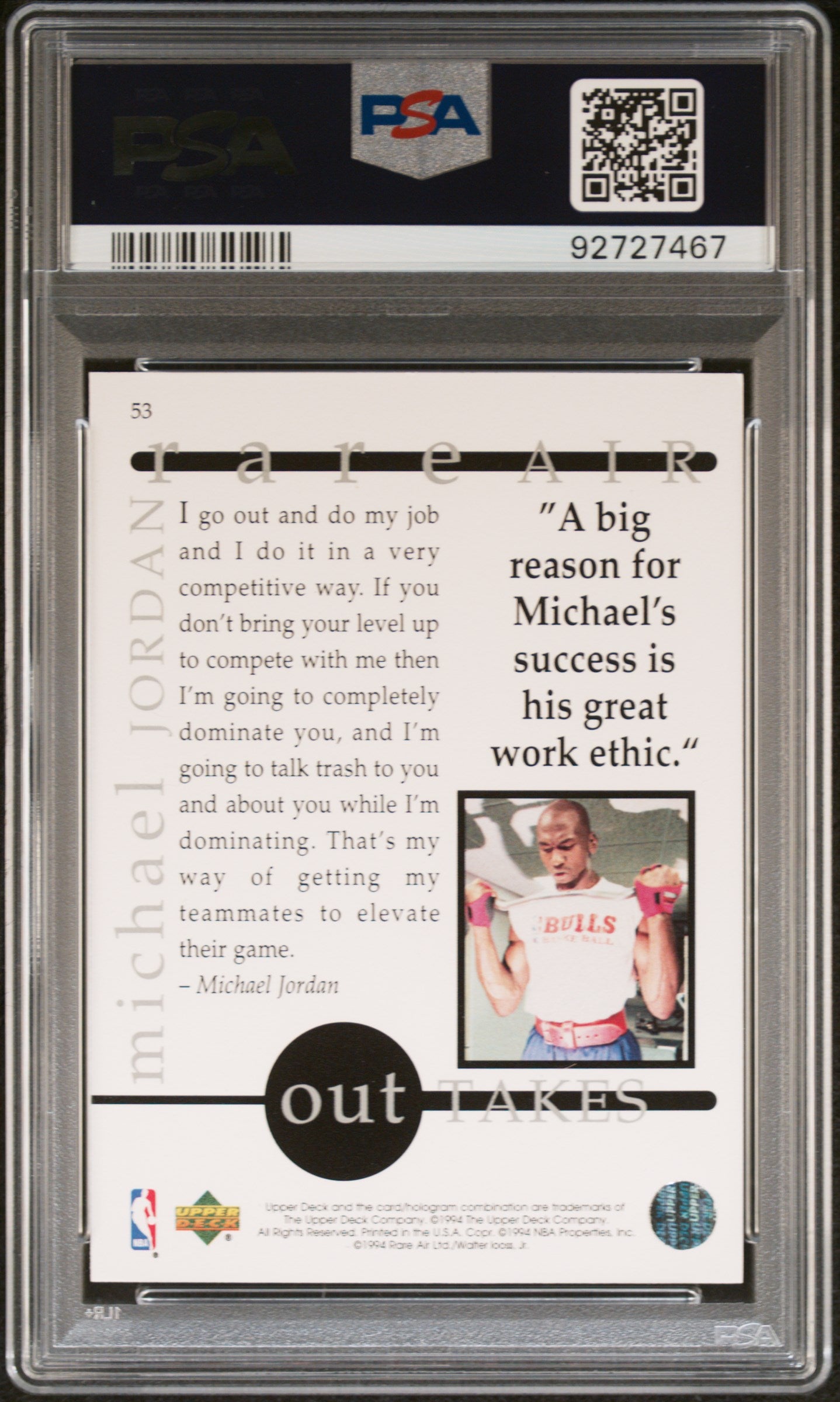 1994 Upper Deck MJ Rare Air Michael Jordan #53 PSA 10
