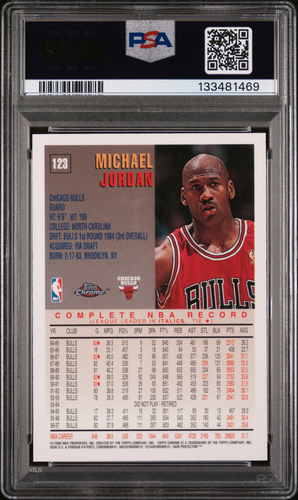 1997 Topps Chrome Michael Jordan #123