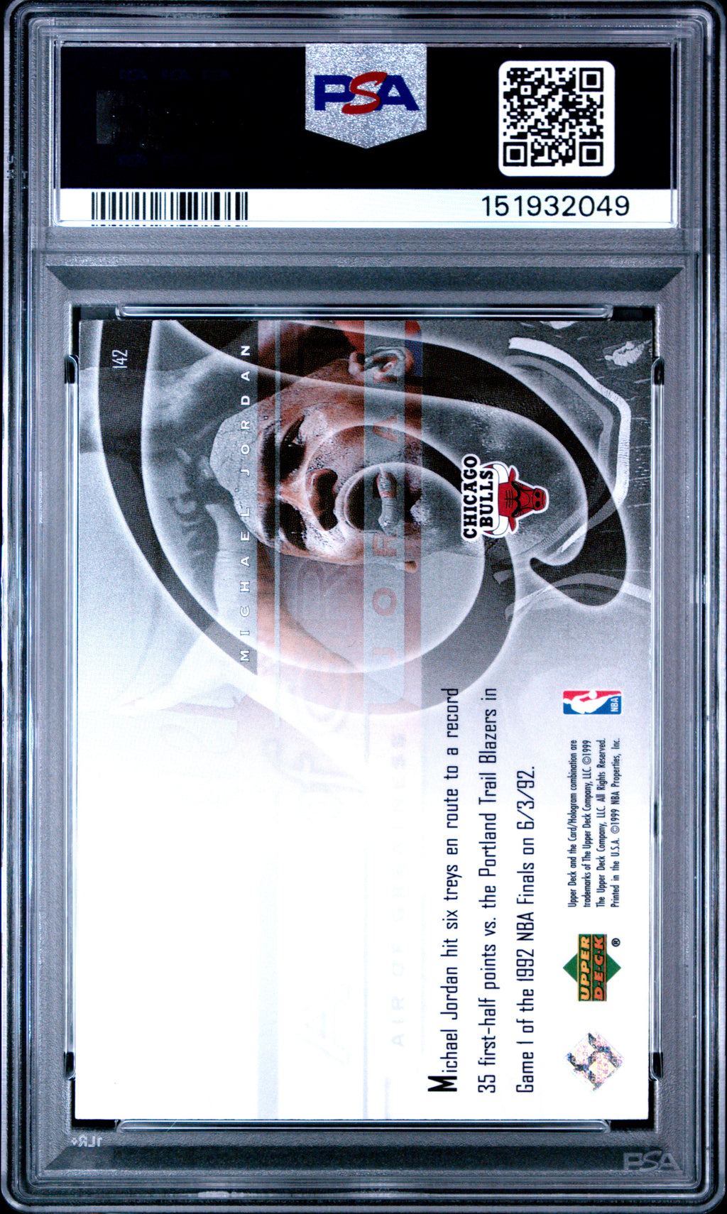 1999 Upper Deck Michael Jordan #142 PSA 7