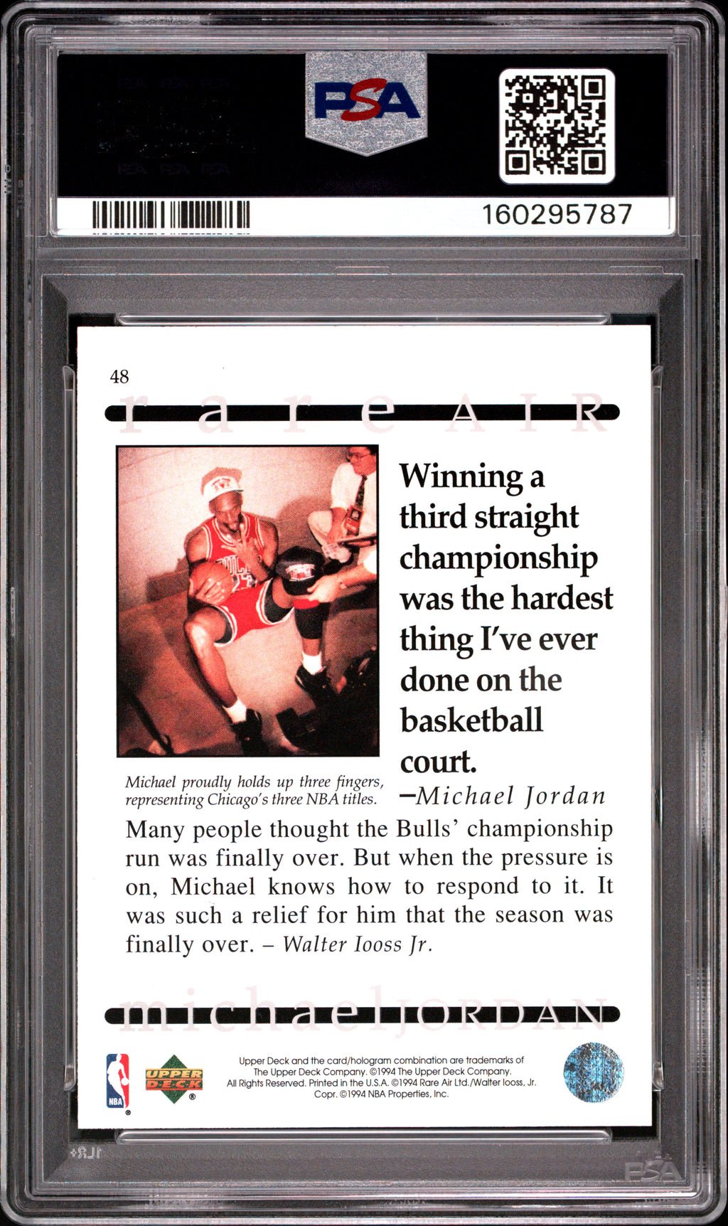 1994 Upper Deck MJ Rare Air Michael Jordan #48 PSA 9
