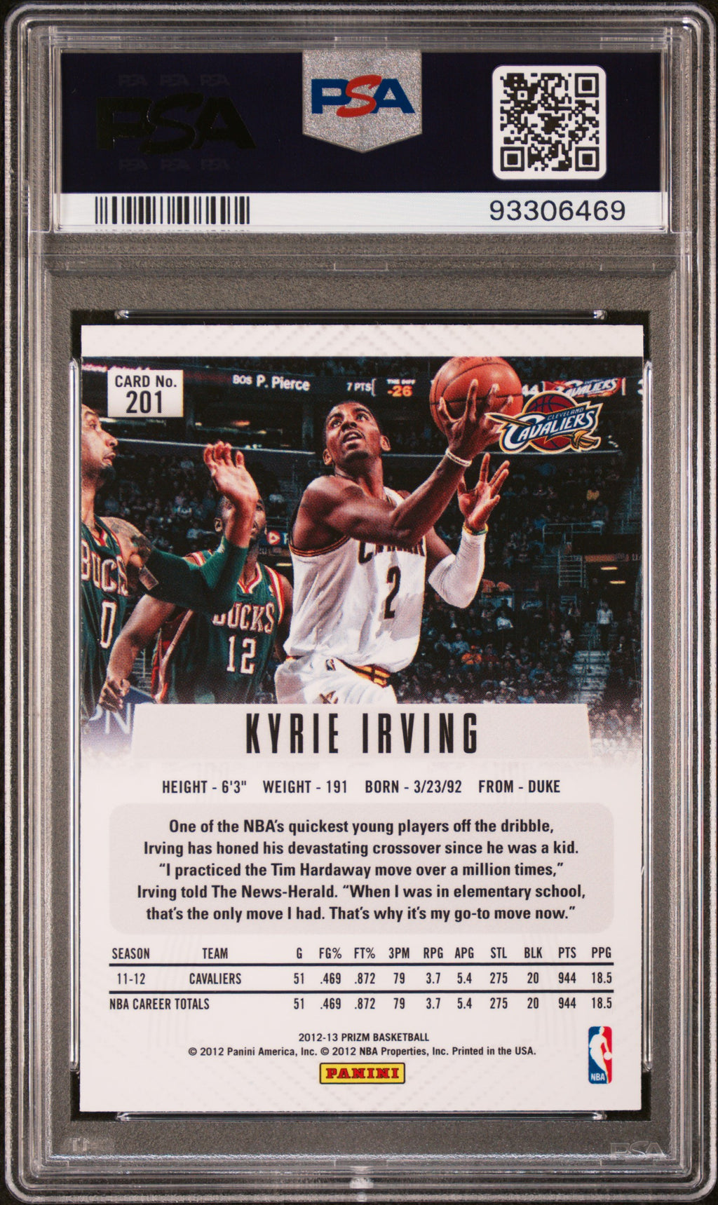 2012 Panini Prizm Kyrie Irving #201 PSA 9