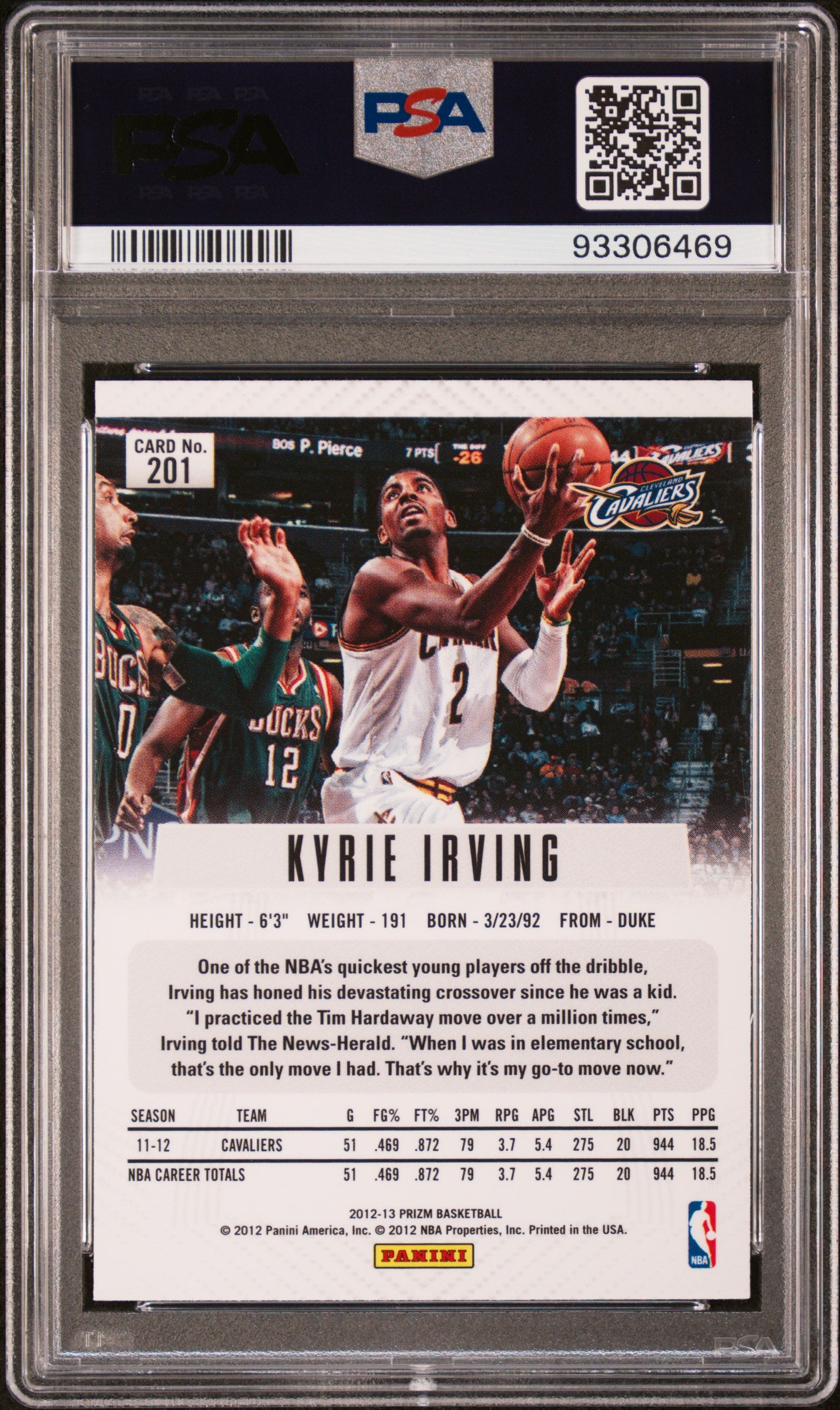 2012 Panini Prizm Kyrie Irving #201 PSA 9
