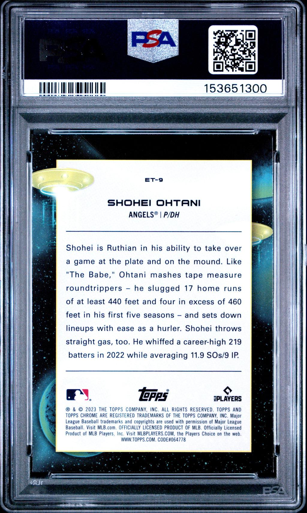 2023 Topps Cosmic Chrome Extraterrestrial Talent Shohei Ohtani #ET9