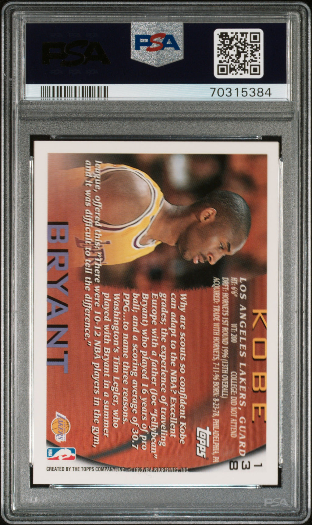 1996 Topps Kobe Bryant #138