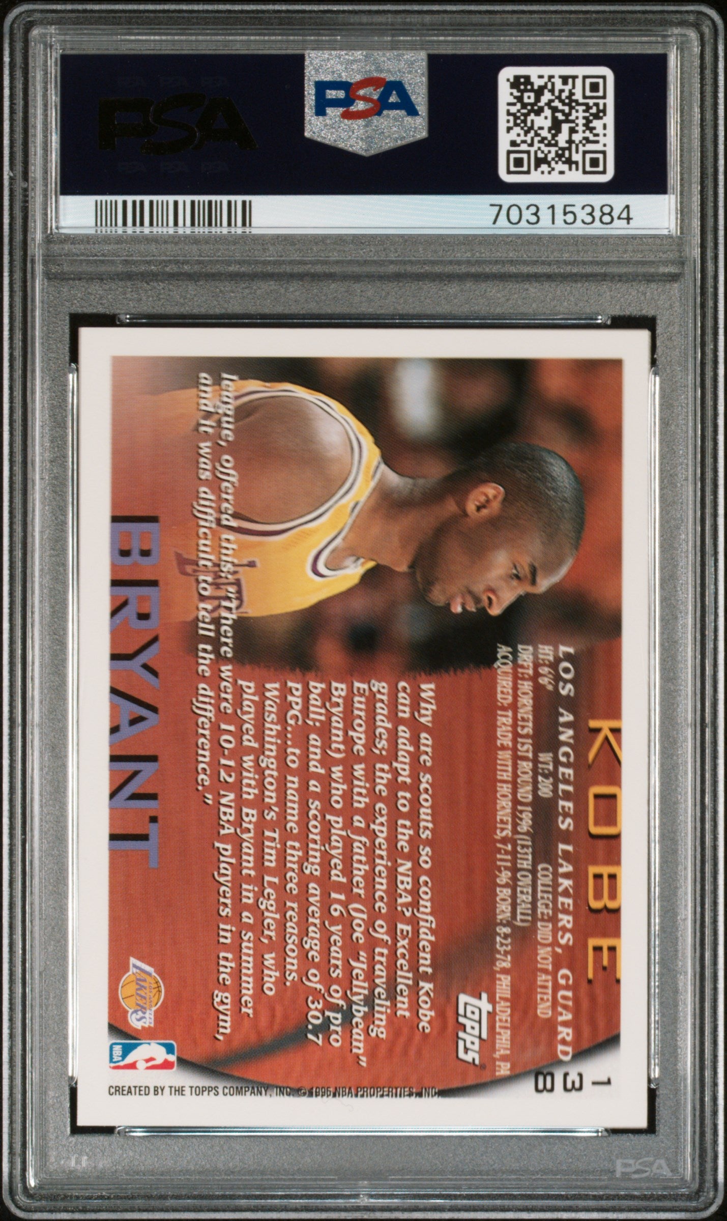 1996 Topps Kobe Bryant #138