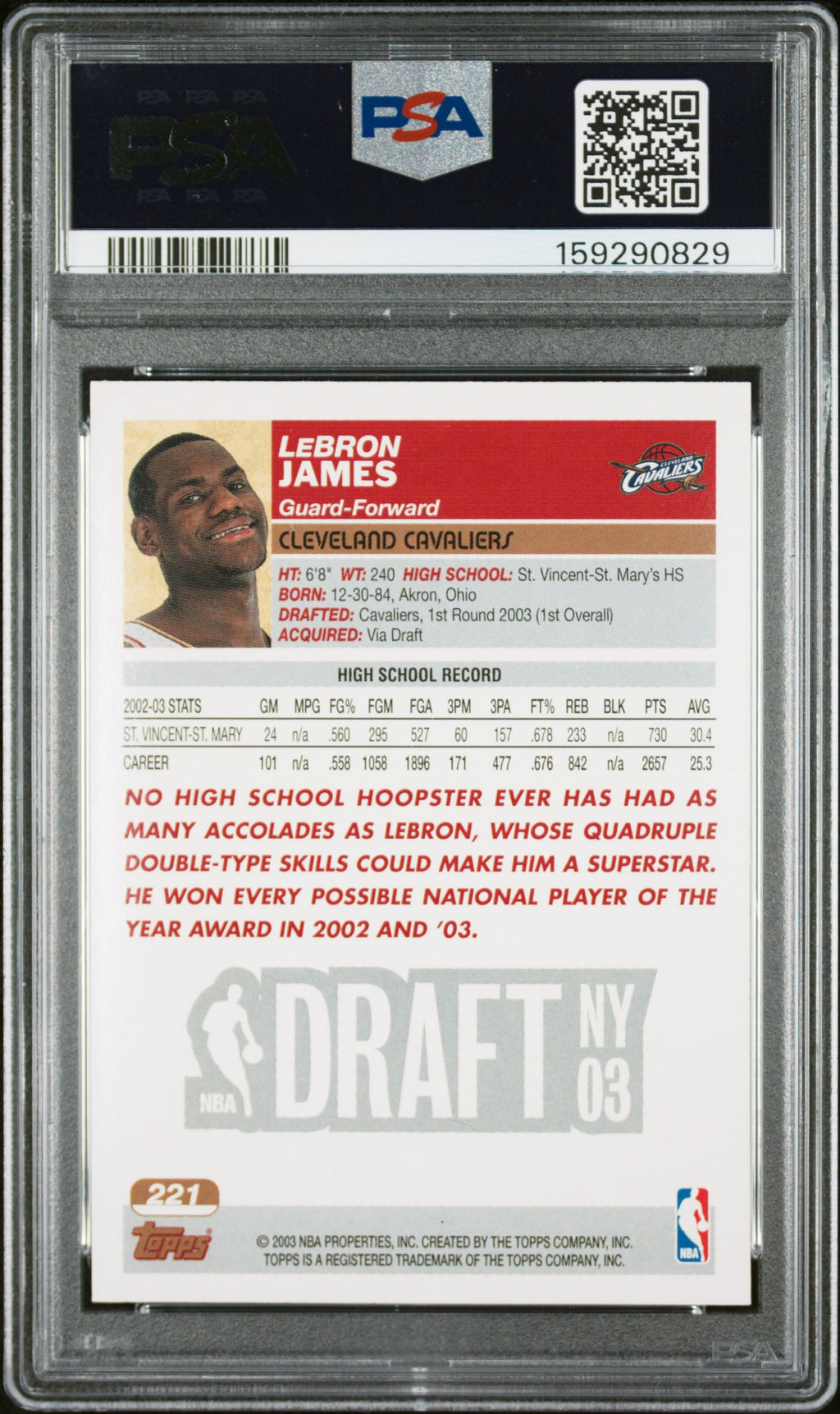 2003 Topps LeBron James #221