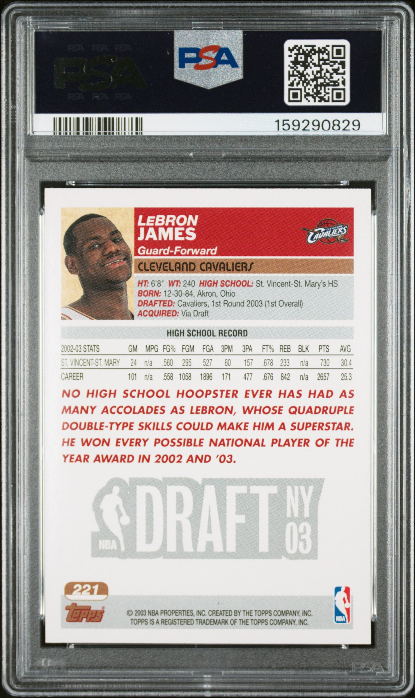 2003 Topps LeBron James #221