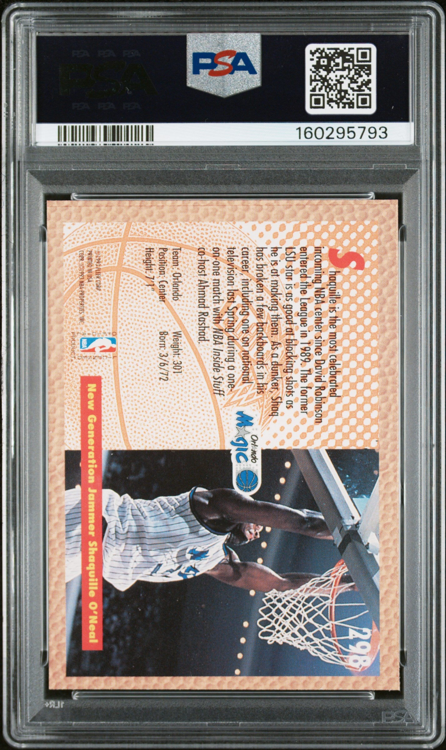 1992 Fleer Shaquille O'Neal #298 PSA 7