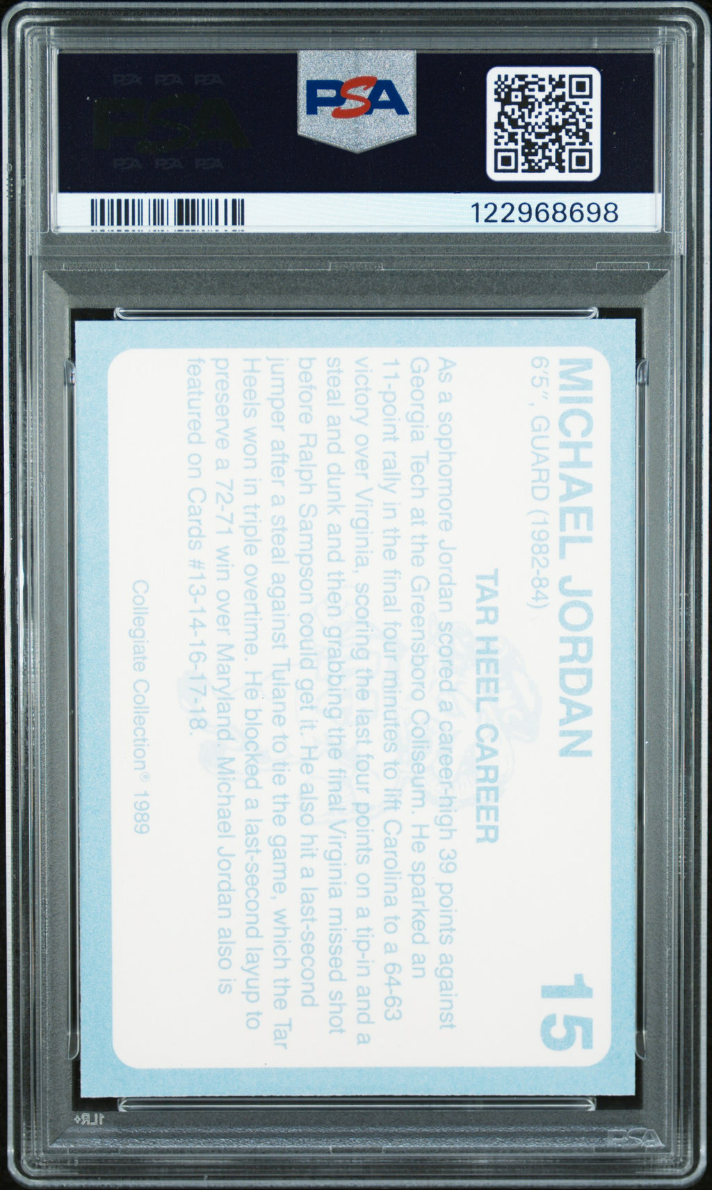 1989 Collegiate Collection North Carolina Michael Jordan #15