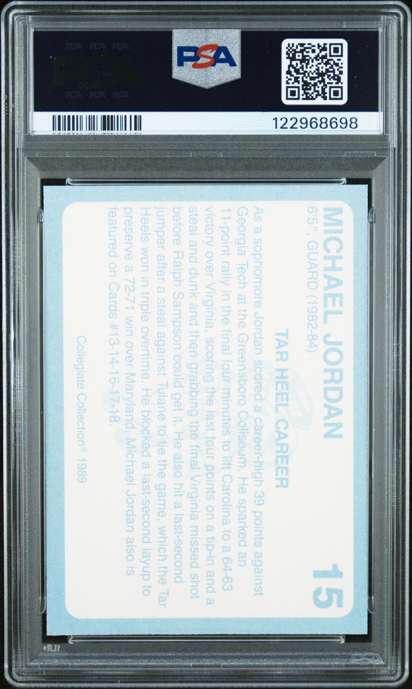 1989 Collegiate Collection North Carolina Michael Jordan #15