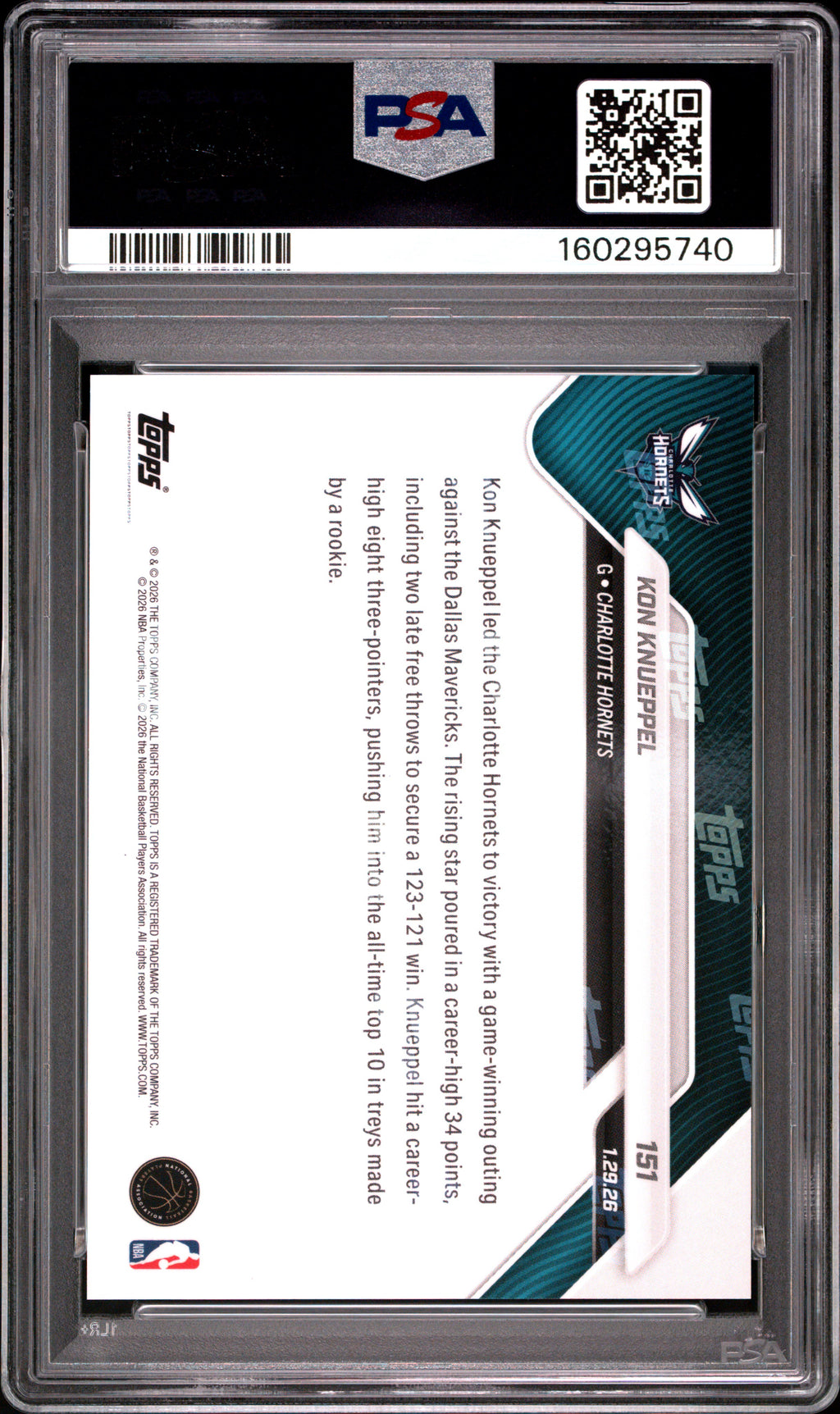 2025 Topps Now Kon Knueppel #151 PSA 10