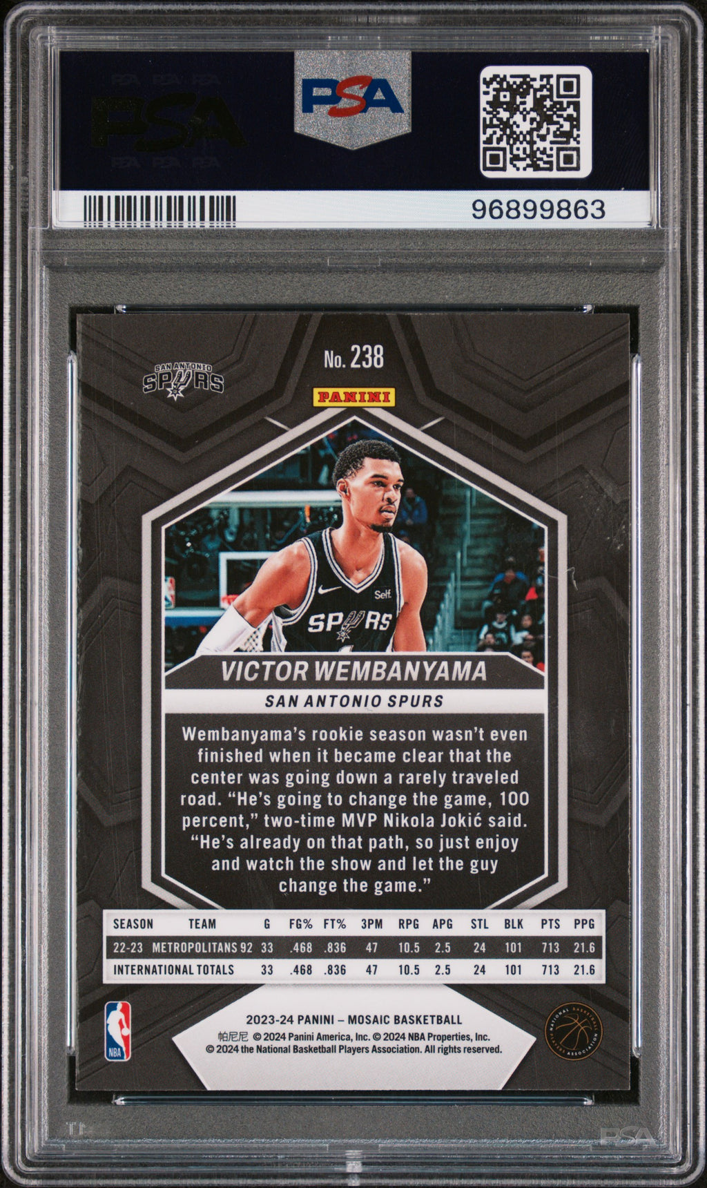 2023 Panini Mosaic Victor Wembanyama #238 PSA 10