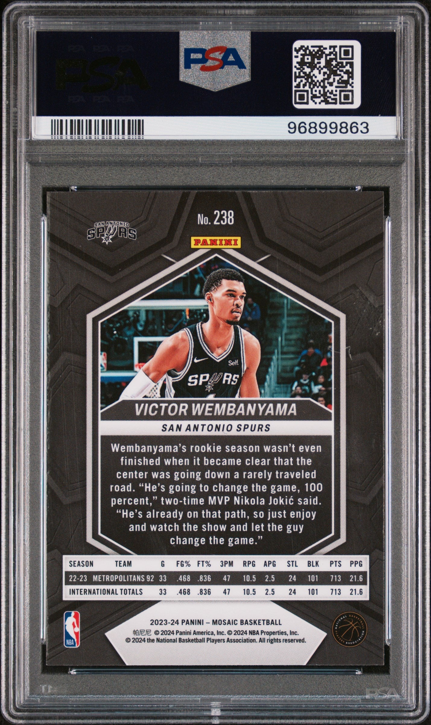 2023 Panini Mosaic Victor Wembanyama #238 PSA 10