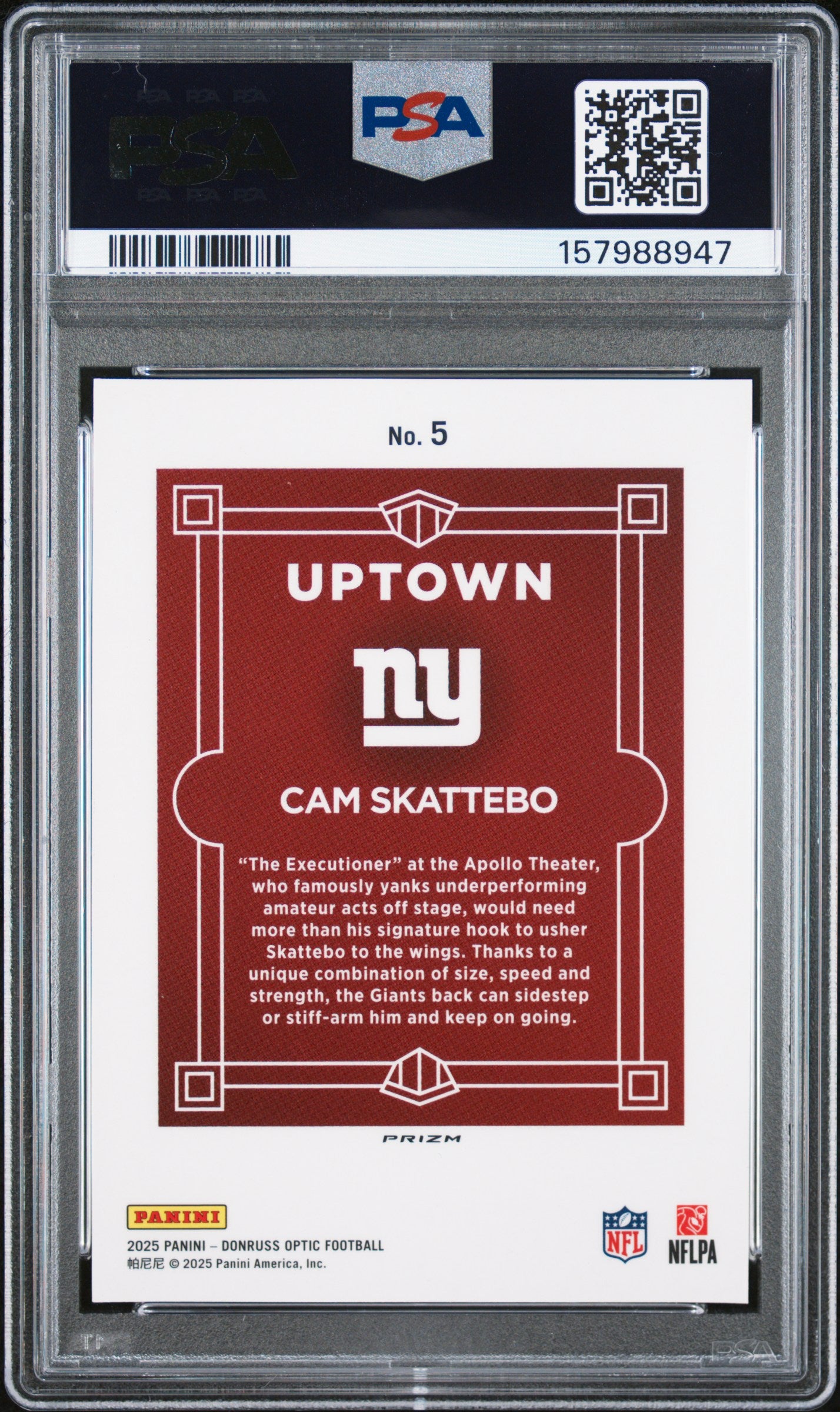 2025 Panini Donruss Optic Uptown Cam Skattebo #5
