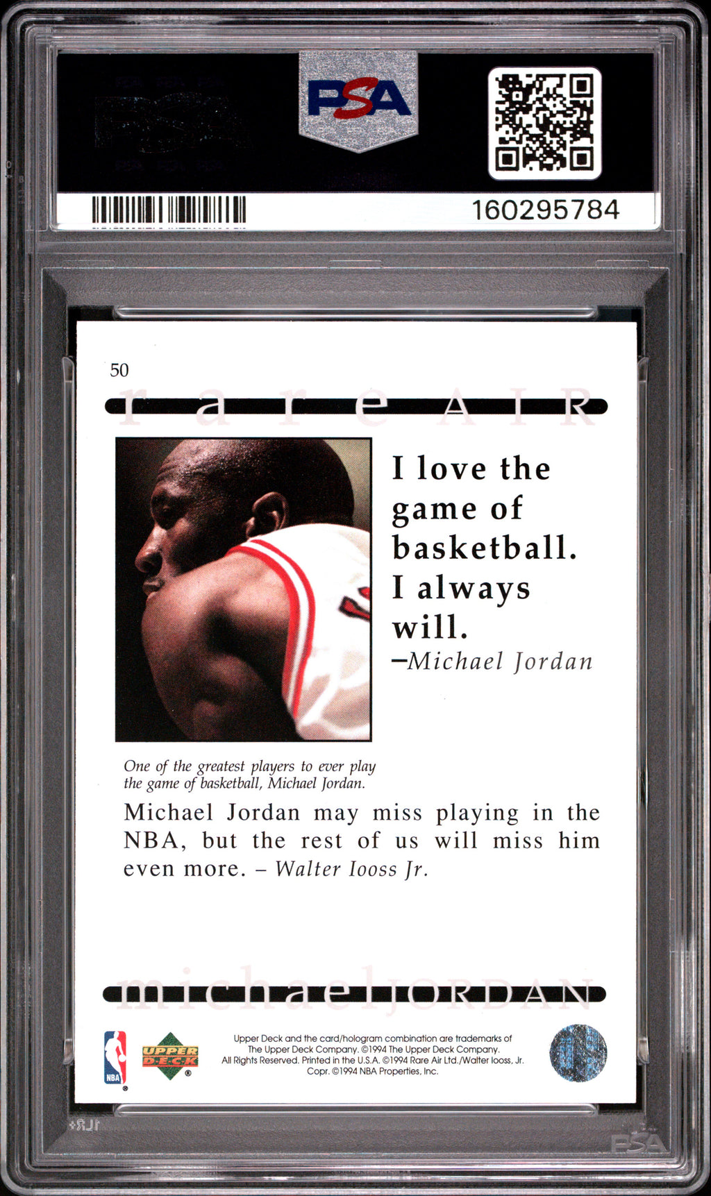 1994 Upper Deck MJ Rare Air Michael Jordan #50 PSA 9