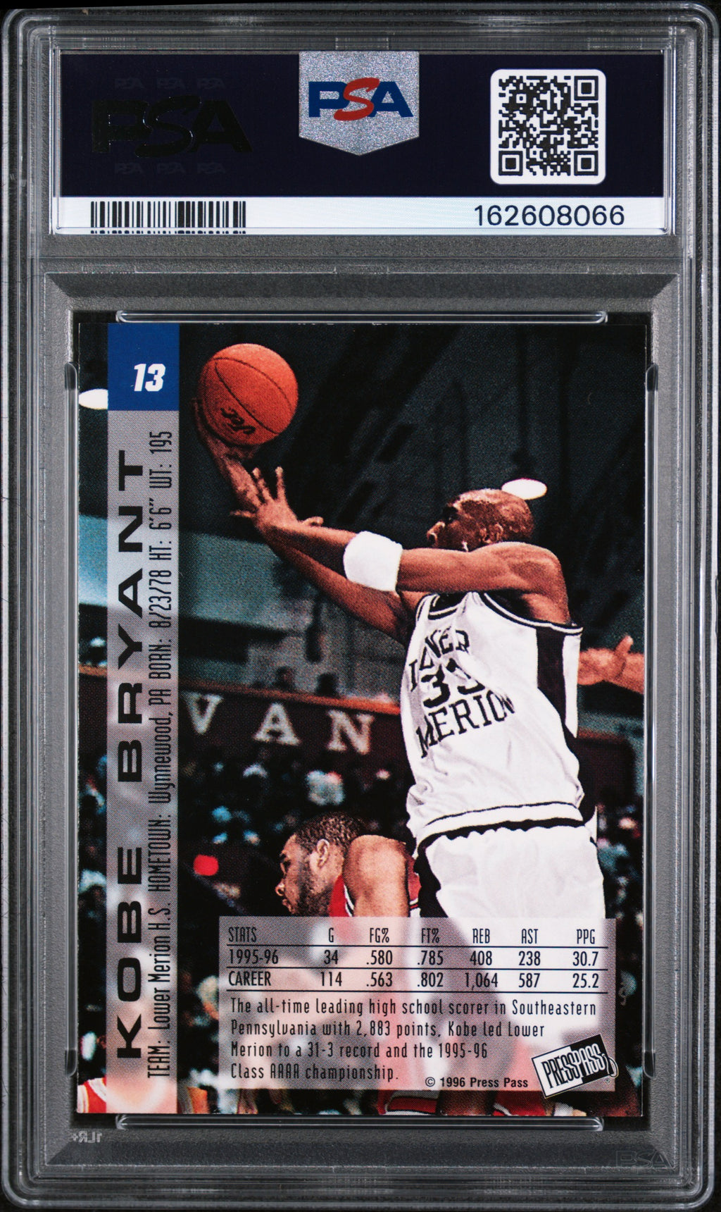 1996 Press Pass Kobe Bryant #13