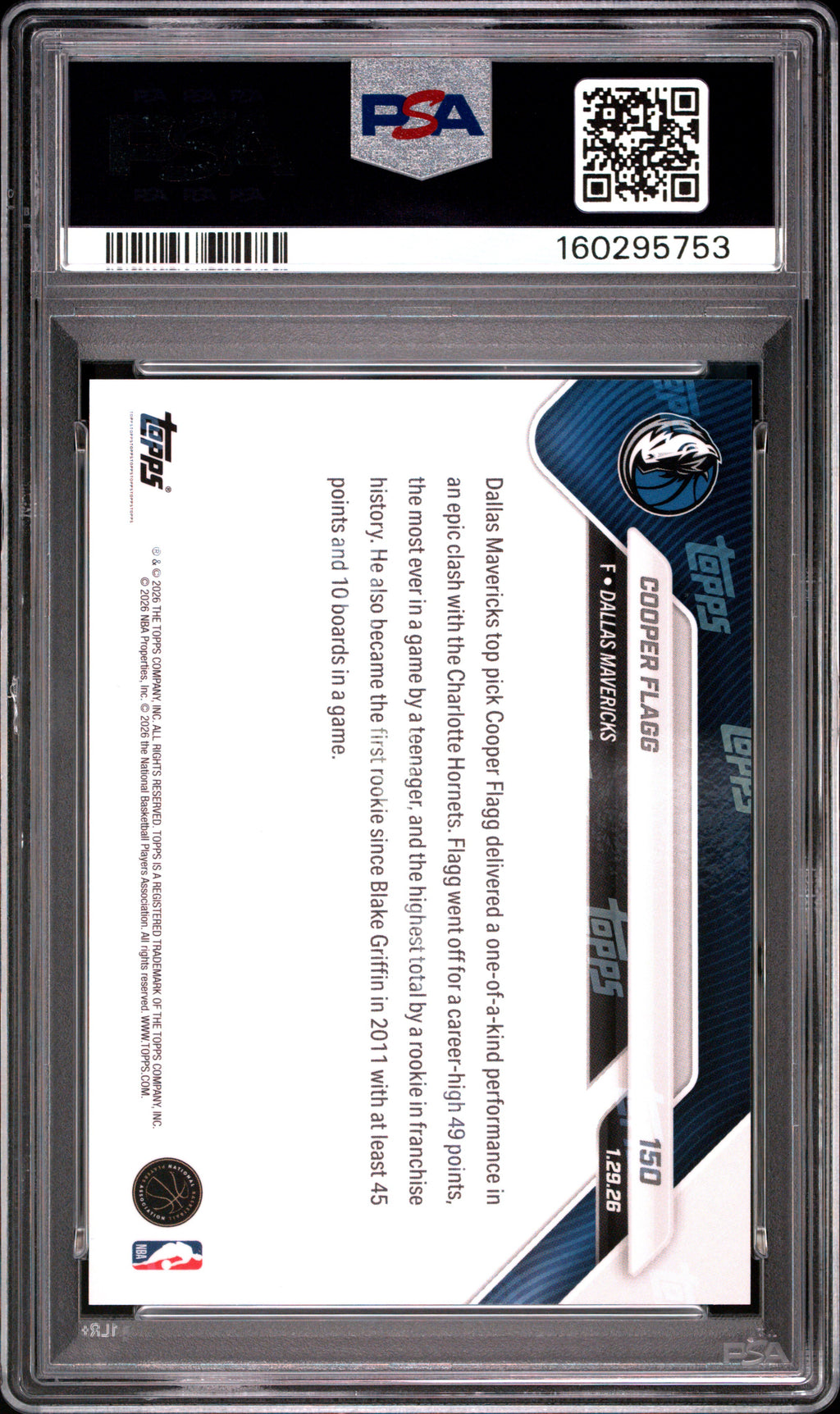 2025 Topps Now Cooper Flagg #150 PSA 10