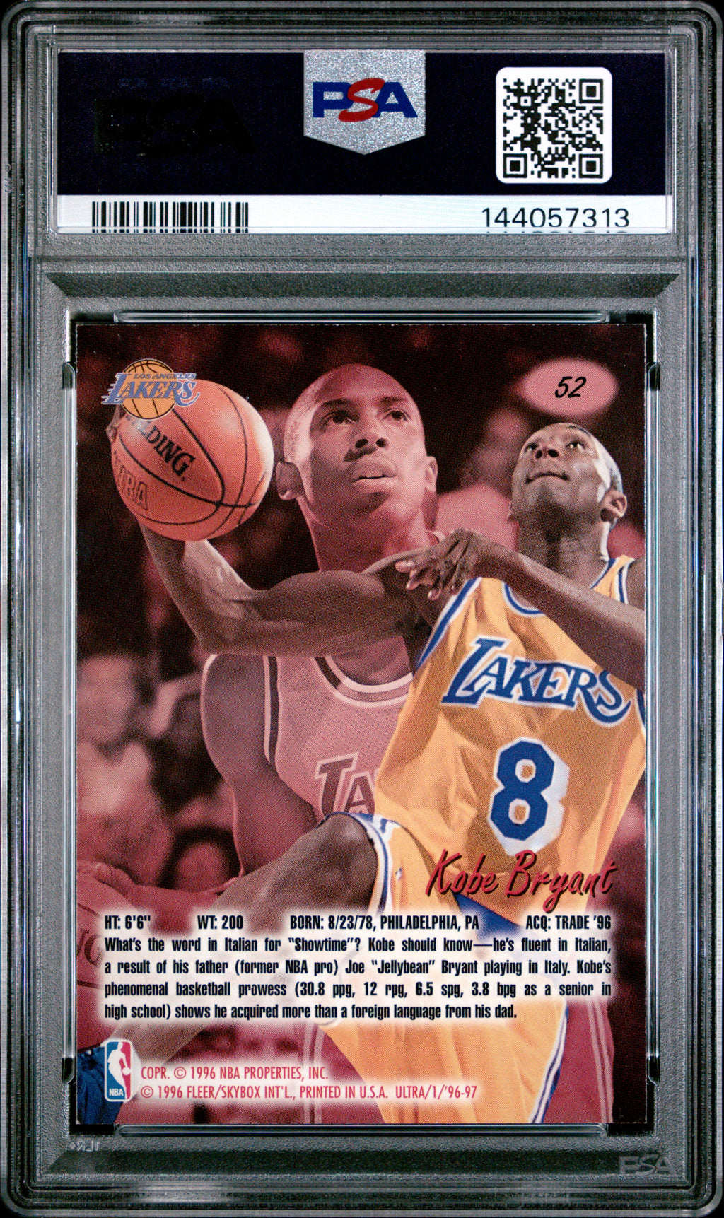 1996 Ultra Kobe Bryant #52 PSA 7