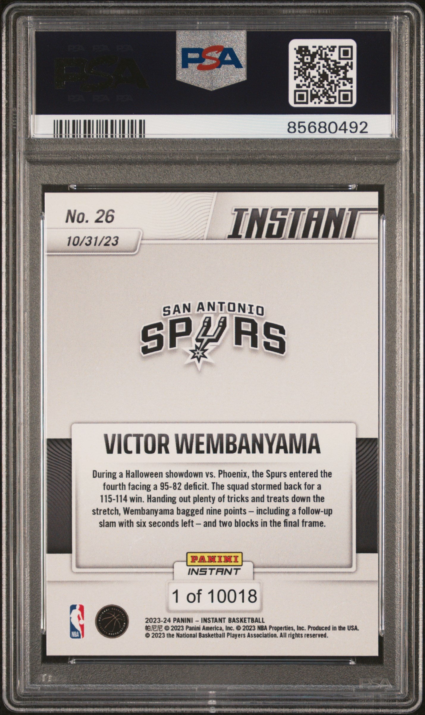 2023 Panini Instant Victor Wembanyama #26 PSA 8.5