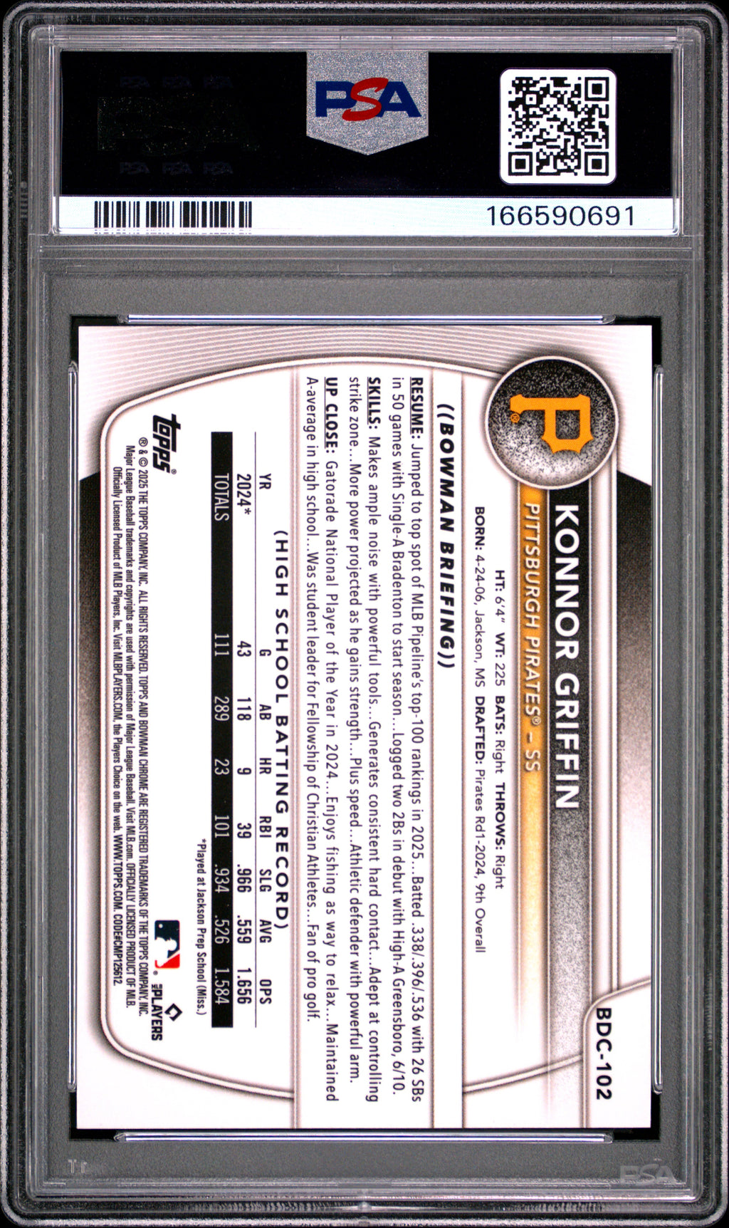2025 Bowman Draft Konnor Griffin #BDC-102 Chrome