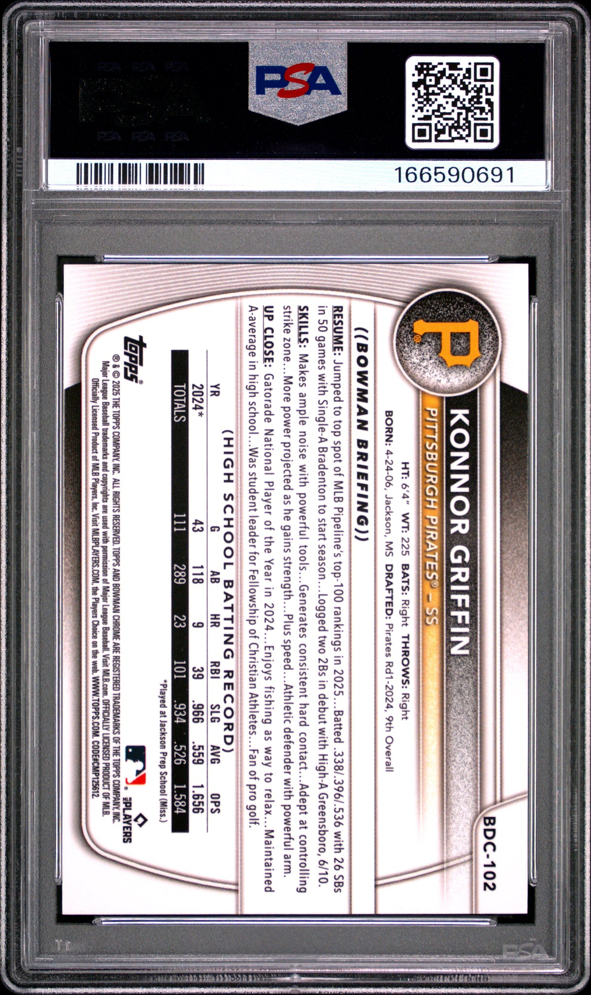 2025 Bowman Draft Konnor Griffin #BDC-102 Chrome