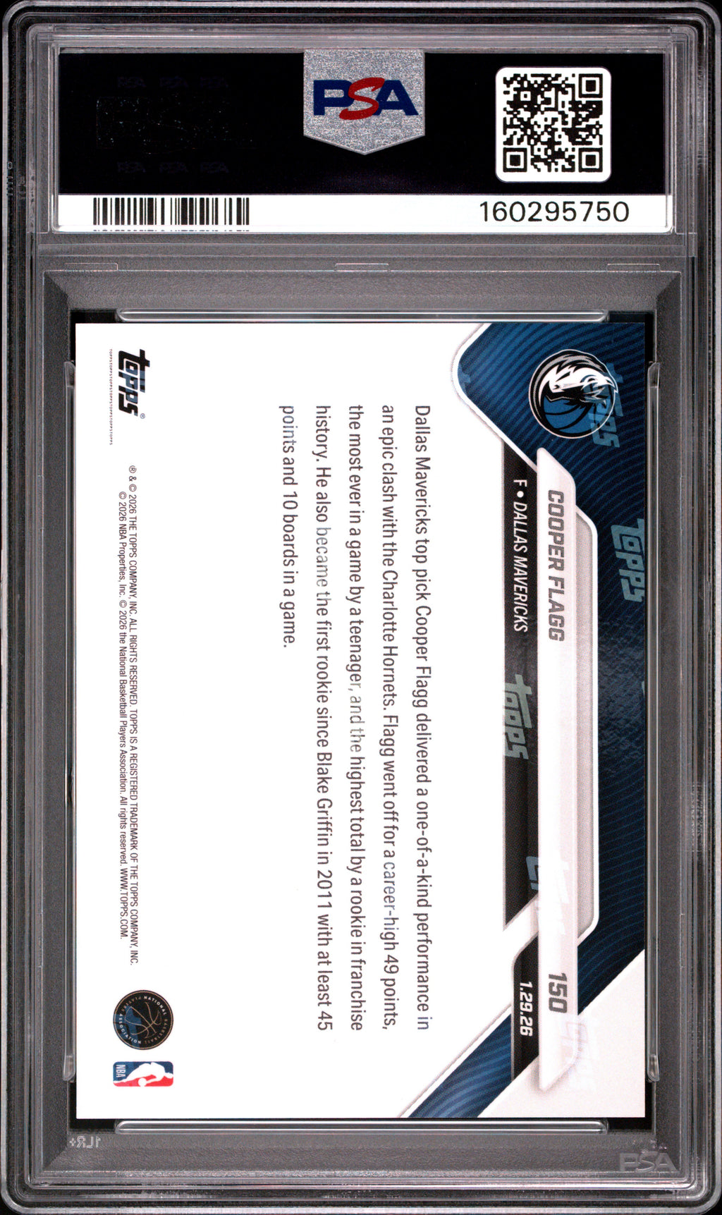 2025 Topps Now Cooper Flagg #150 PSA 10
