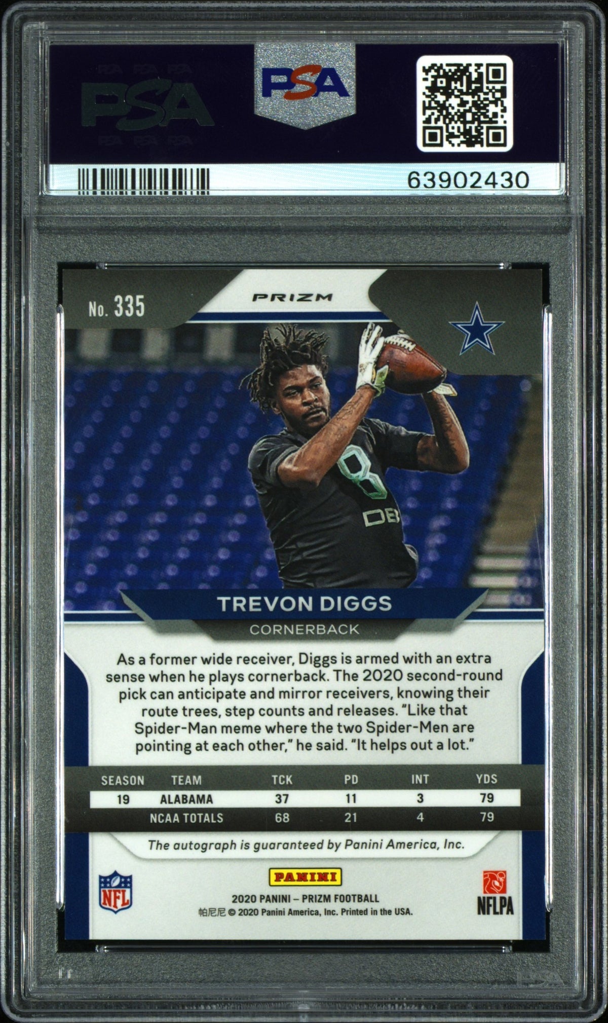 2020 Panini Prizm Trevon Diggs #335 Auto Neon Green Pulsar