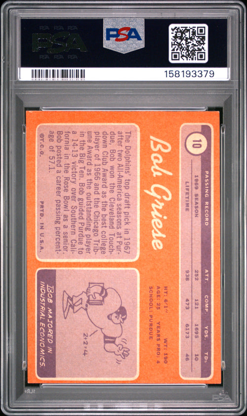 1970 Topps Bob Griese #10 PSA 4