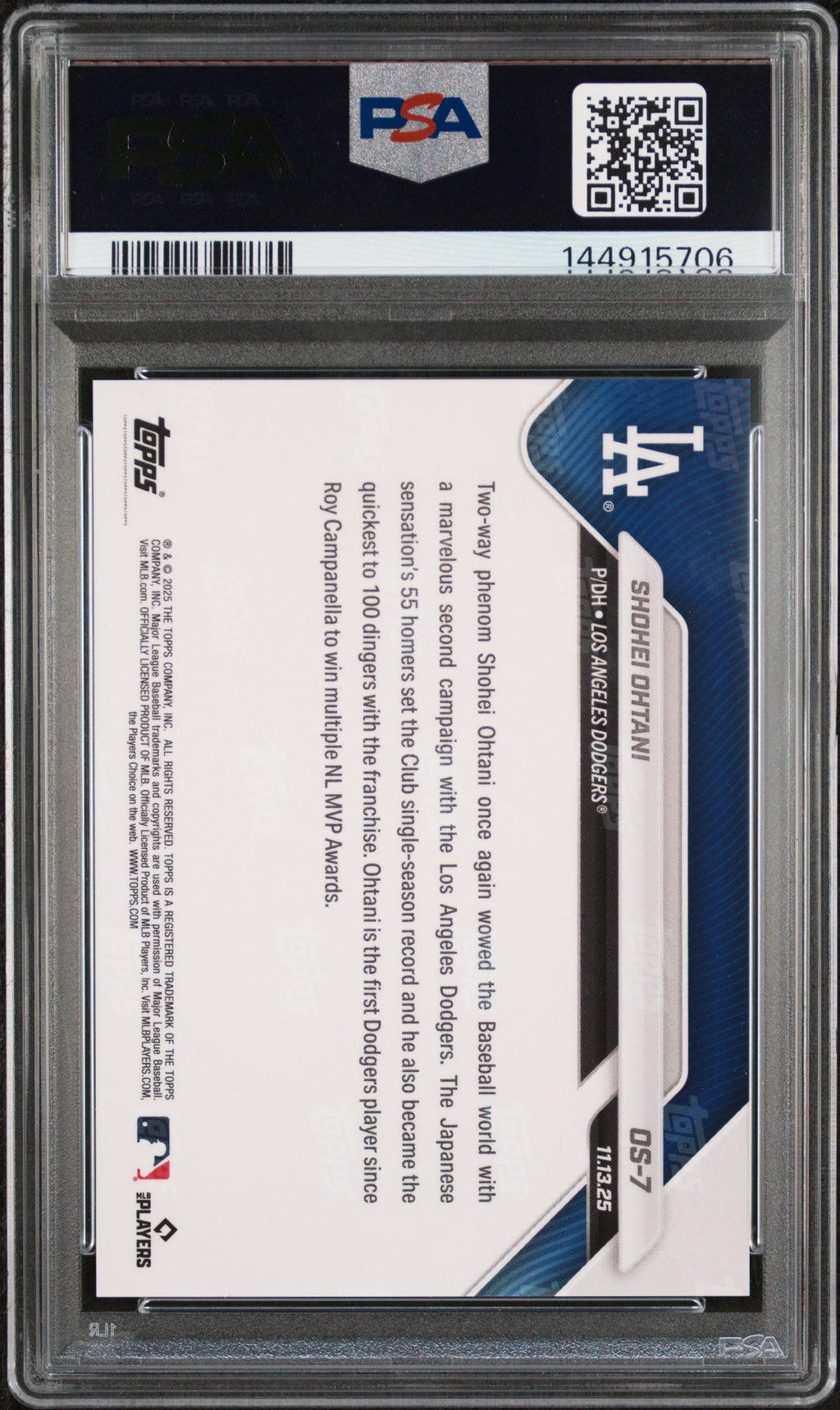 2025 Topps Now Offseason Shohei Ohtani #OS-7 PSA 9