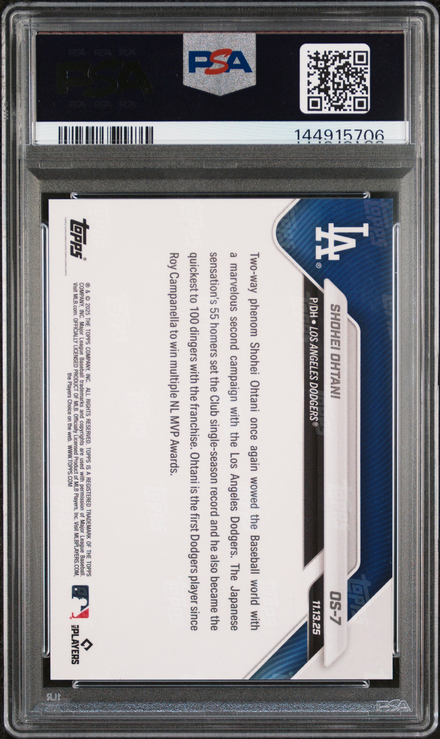 2025 Topps Now Offseason Shohei Ohtani #OS-7 PSA 9