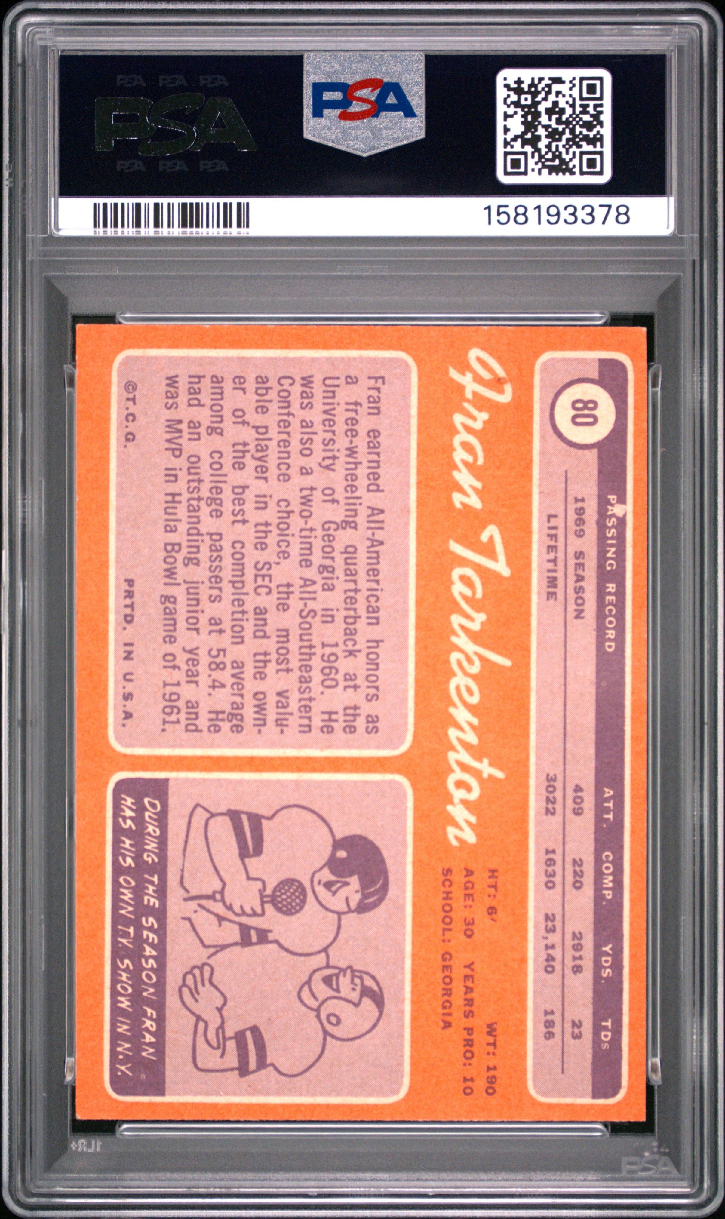 1970 Topps Fran Tarkenton #80 PSA 5