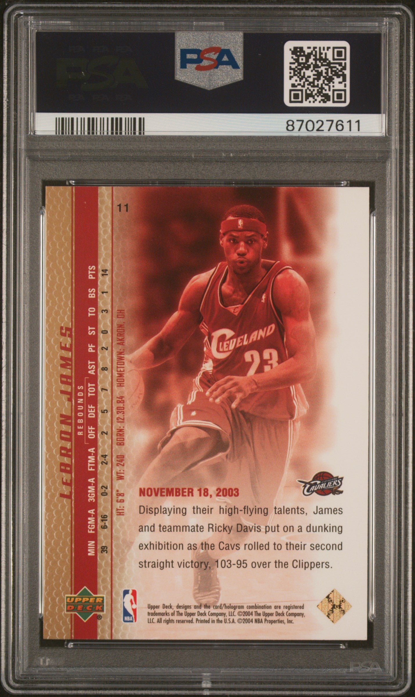 2003 Upper Deck LeBron James Phenomenal Beginnings LeBron James #11 Gold PSA 6