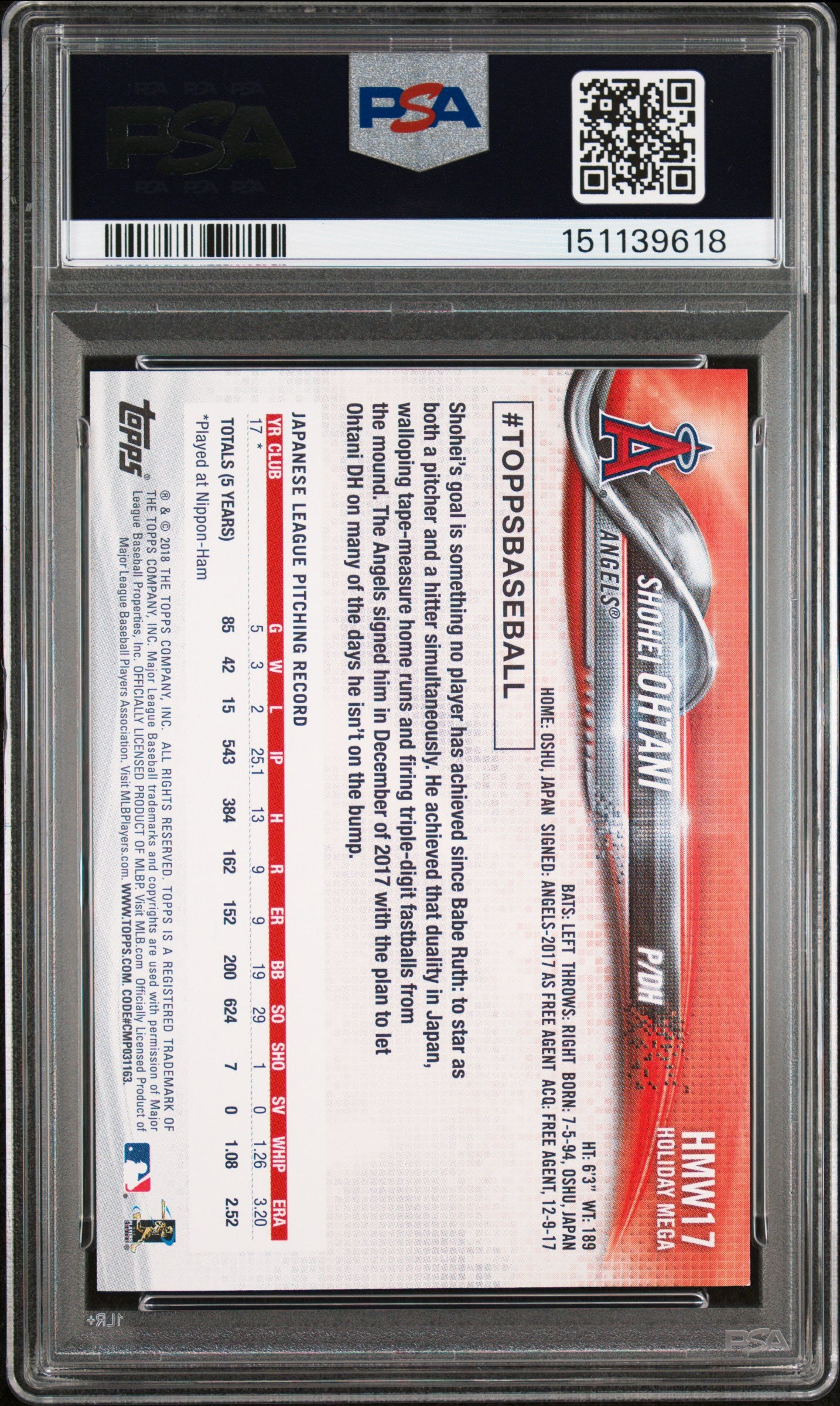 2018 Topps Holiday Shohei Ohtani #17