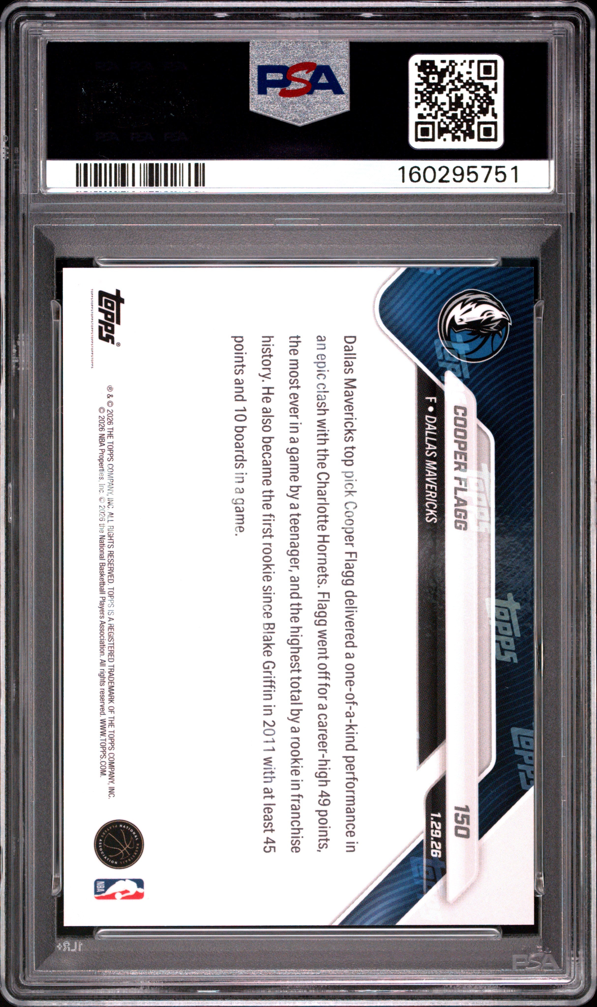 2025 Topps Now Cooper Flagg #150 PSA 10