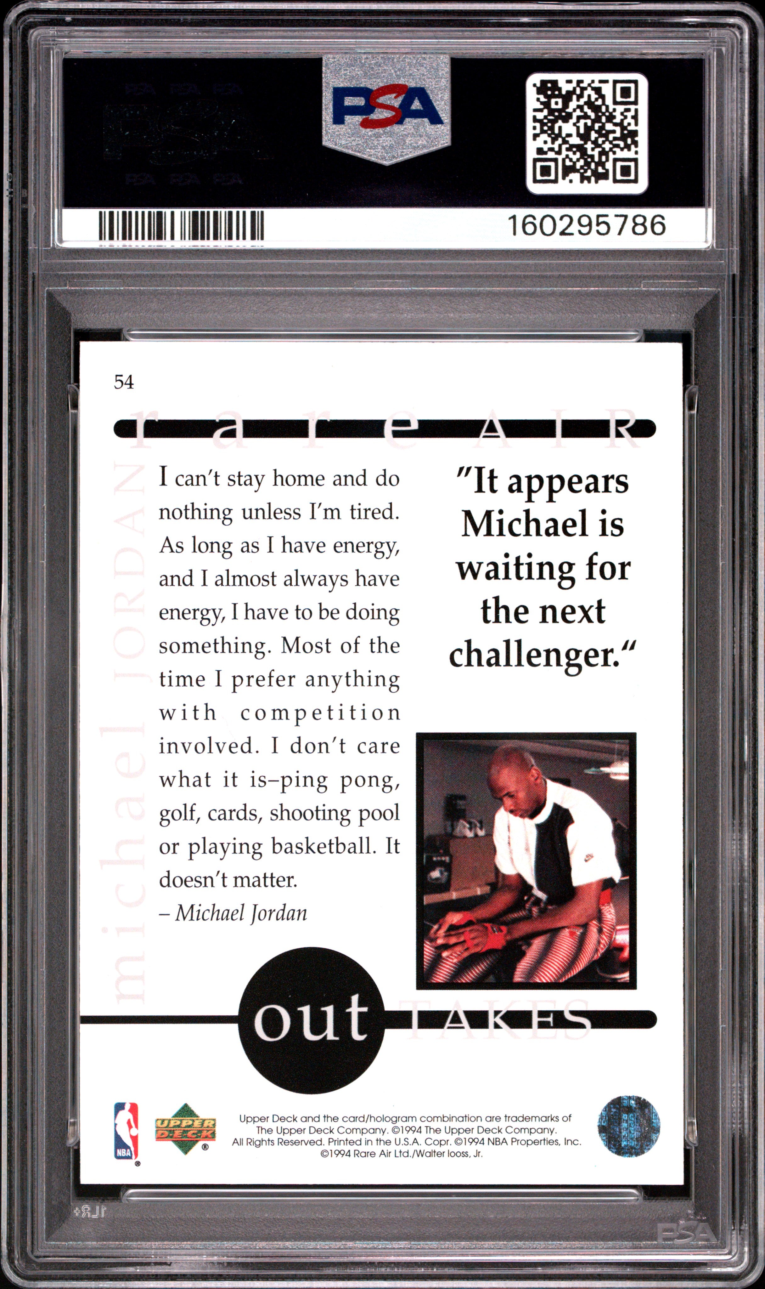 1994 Upper Deck MJ Rare Air Michael Jordan #54 PSA 8