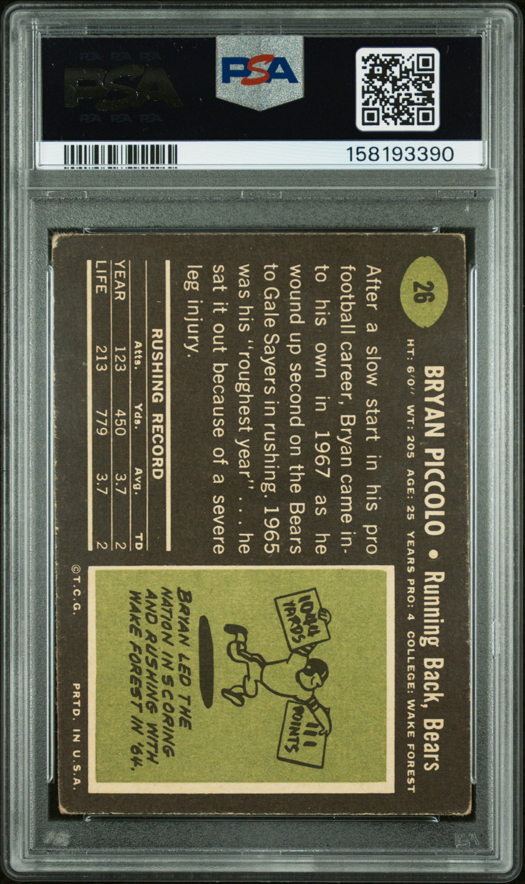 1969 Topps Bryon Piccolo #26 PSA 2