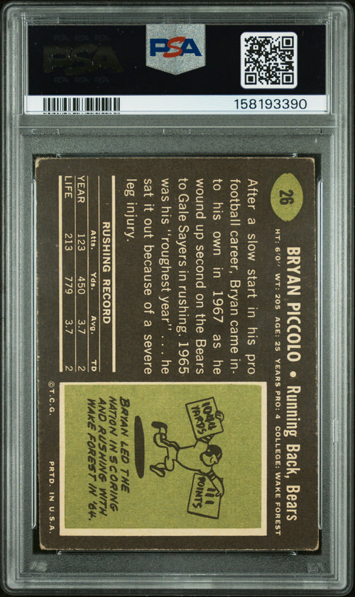 1969 Topps Bryon Piccolo #26 PSA 2