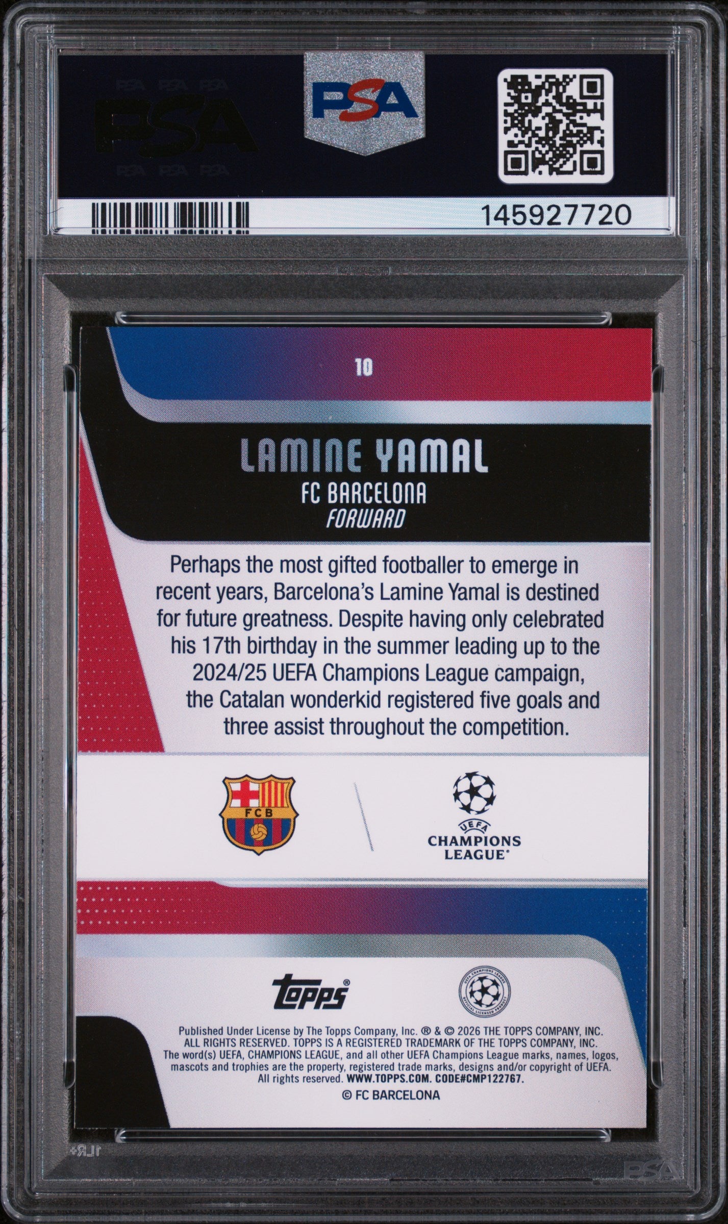 2025-2026 Topps UEFA Club Competitions Lamine Yamal #10 Raindrops