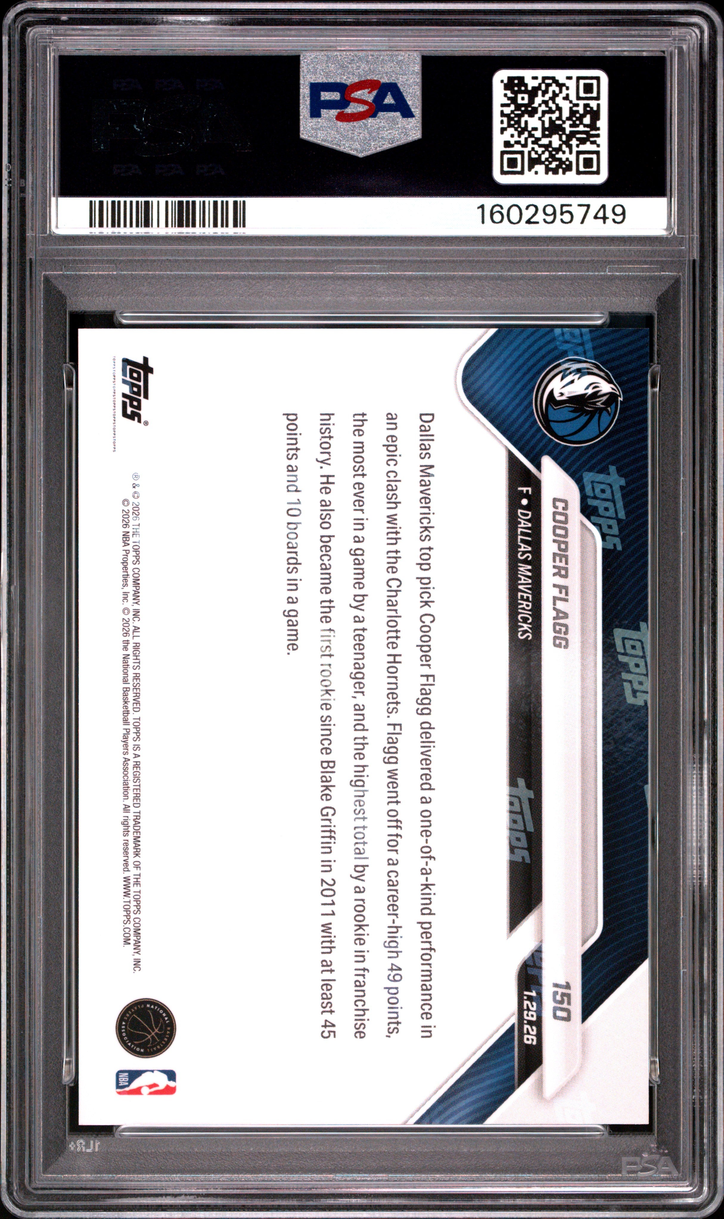 2025 Topps Now Cooper Flagg #150 PSA 10