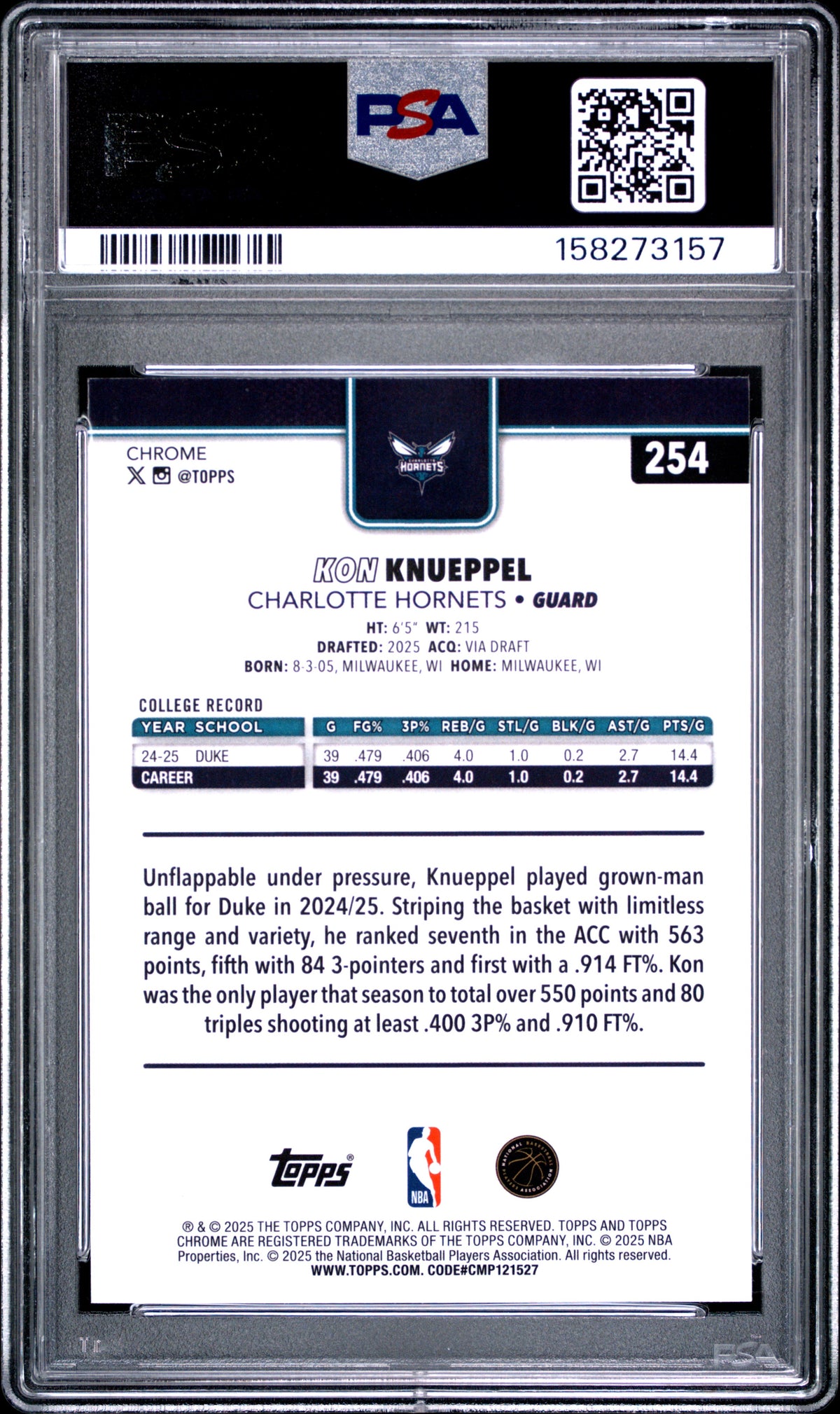 2025 Topps Chrome Kon Knueppel #254