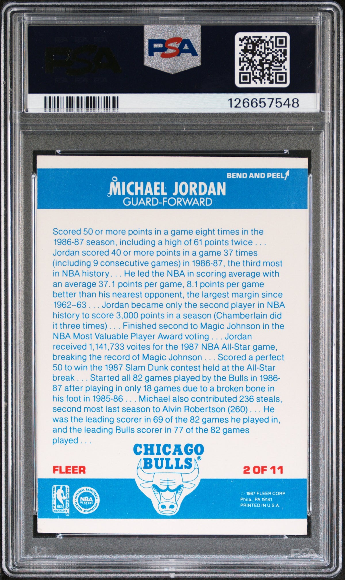 1987 Fleer Sticker Michael Jordan #2