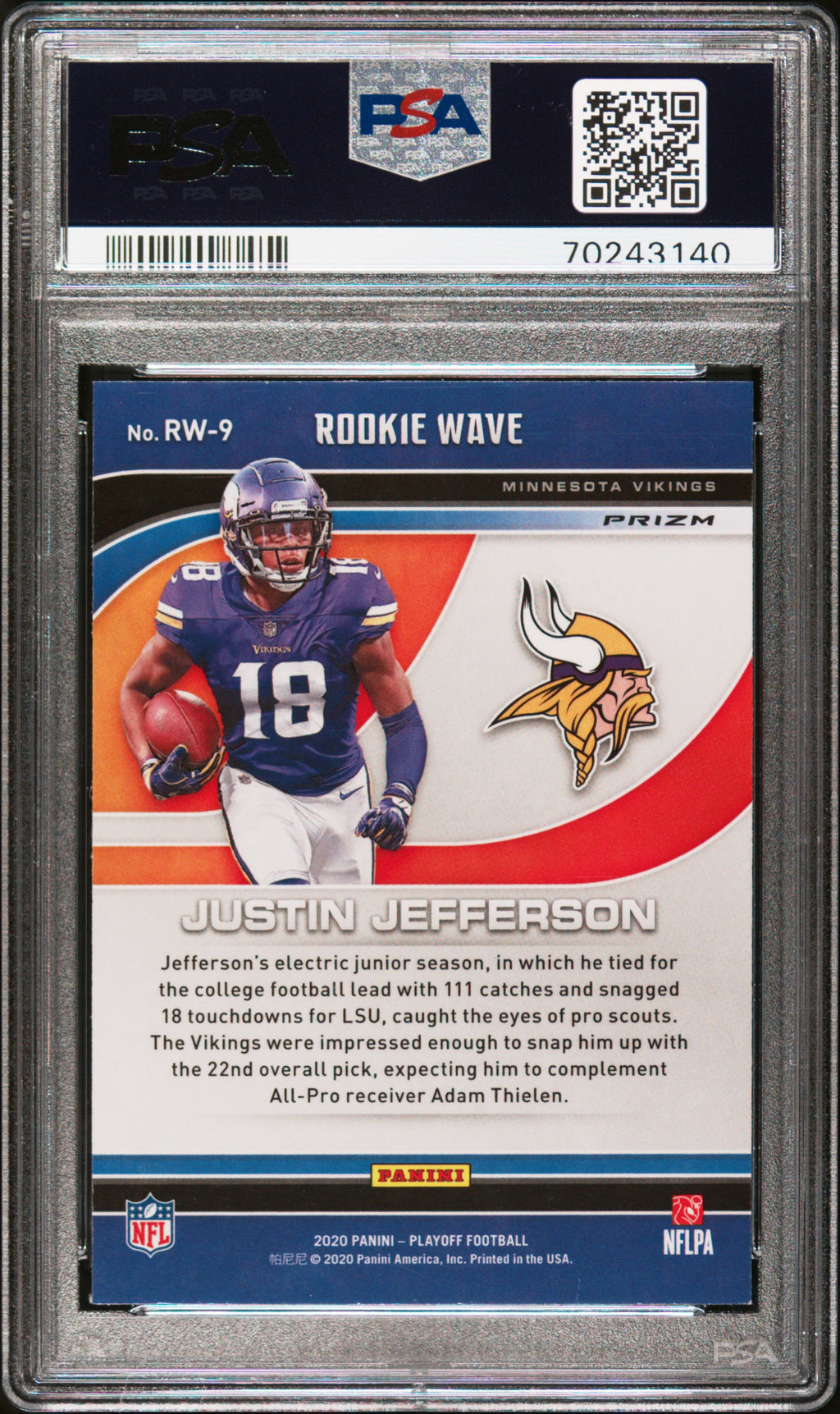2020 Panini Playoff Rookie Wave Justin Jefferson #RW9 Red