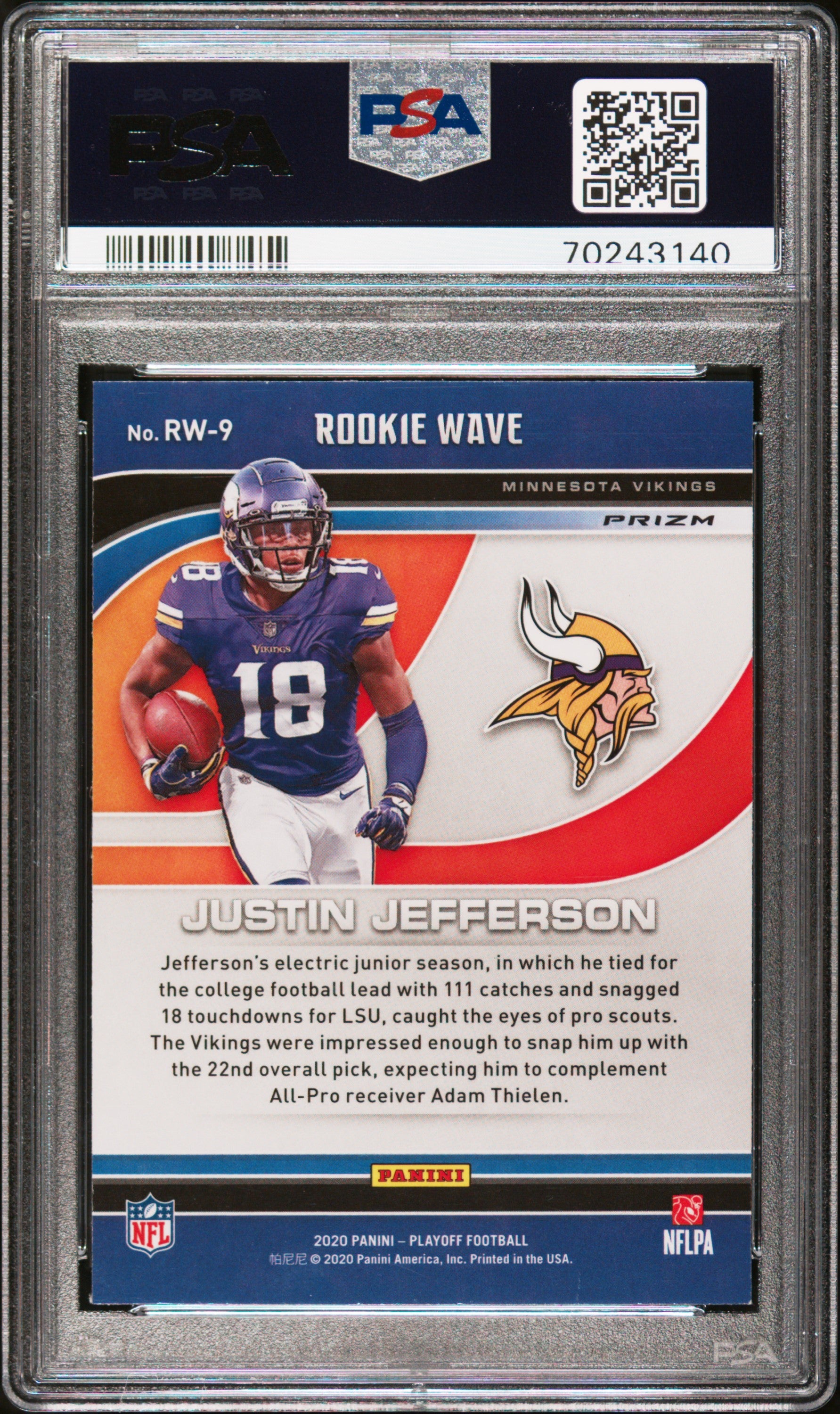 2020 Panini Playoff Rookie Wave Justin Jefferson #RW9 Red