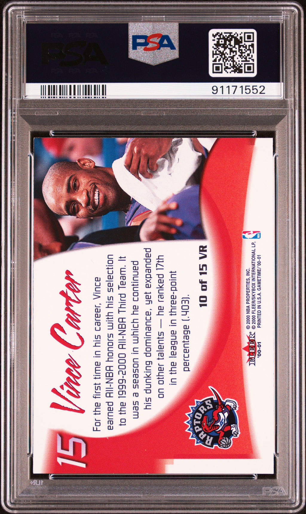 2000 Fleer Game Time Vince And The Revolution Vince Carter #10 PSA 9