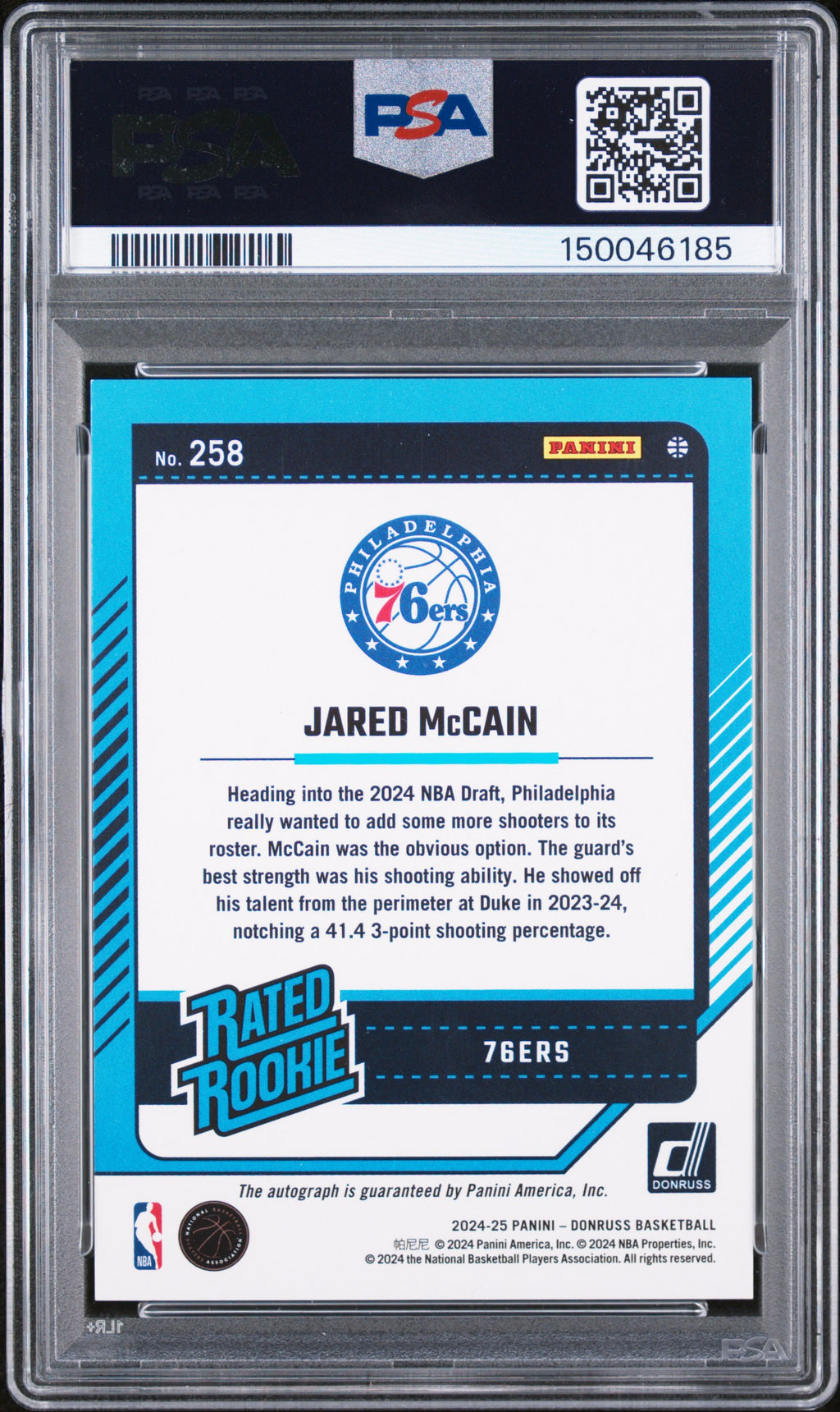 2024 Panini Donruss Jared Mccain #258 RTD RKE SIG Holo Laser /99 Auto 10