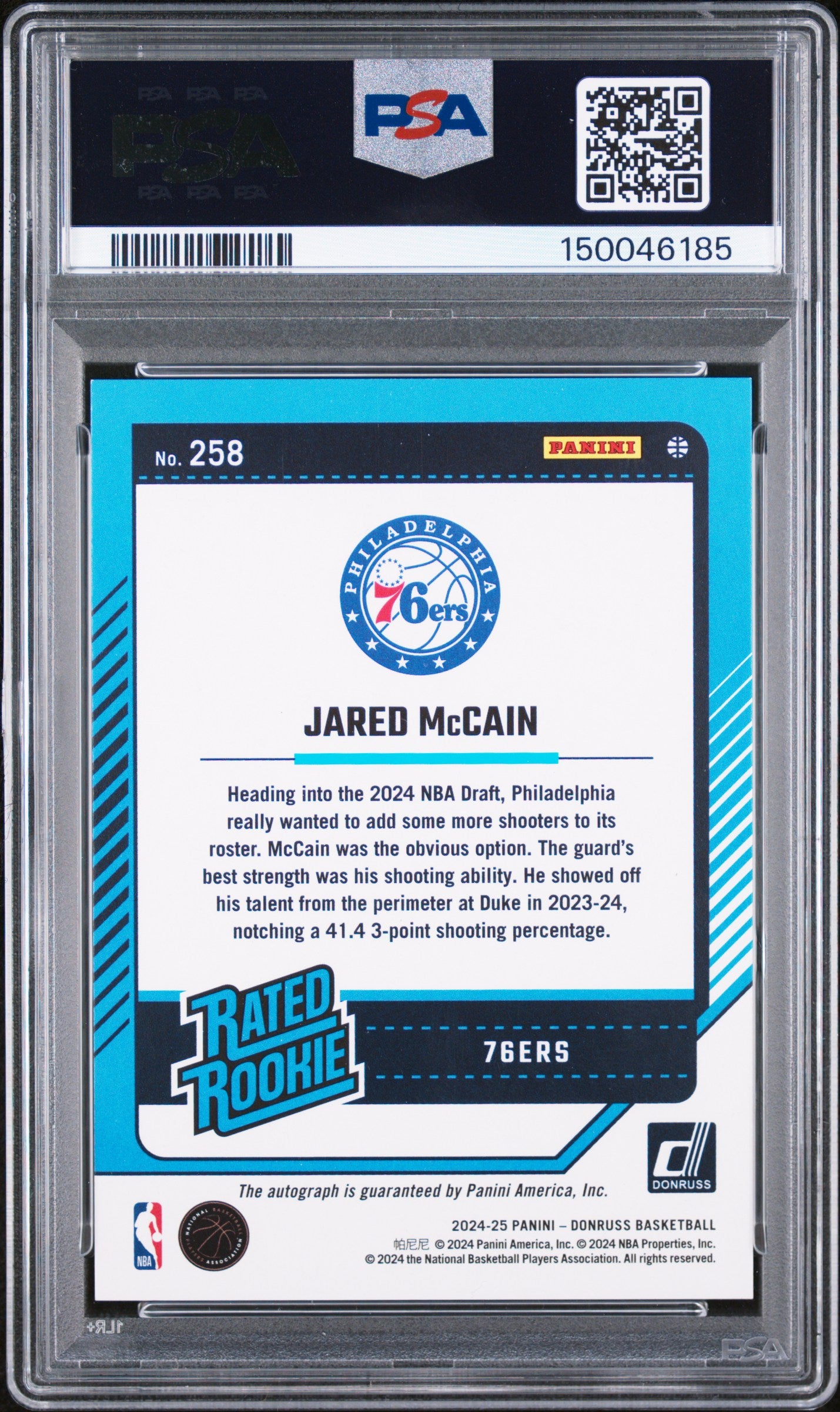2024 Panini Donruss Jared Mccain #258 RTD RKE SIG Holo Laser /99 Auto 10