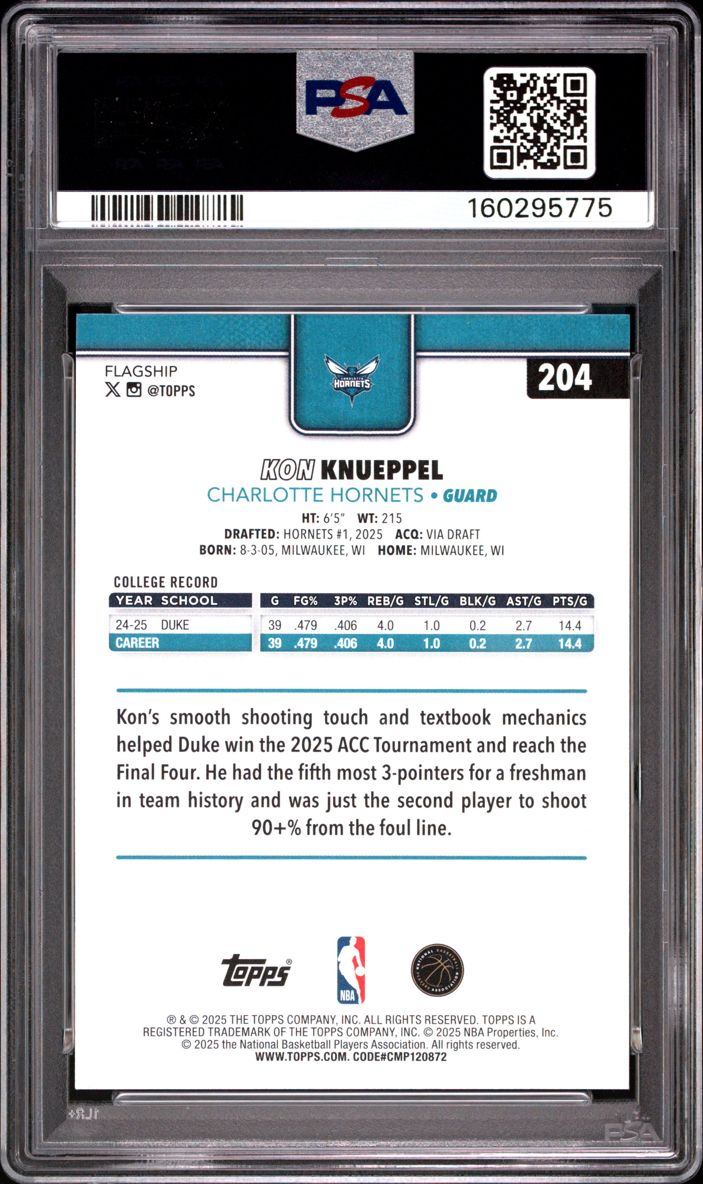 2025 Topps Kon Knueppel #204 Season Tip Off PSA 9
