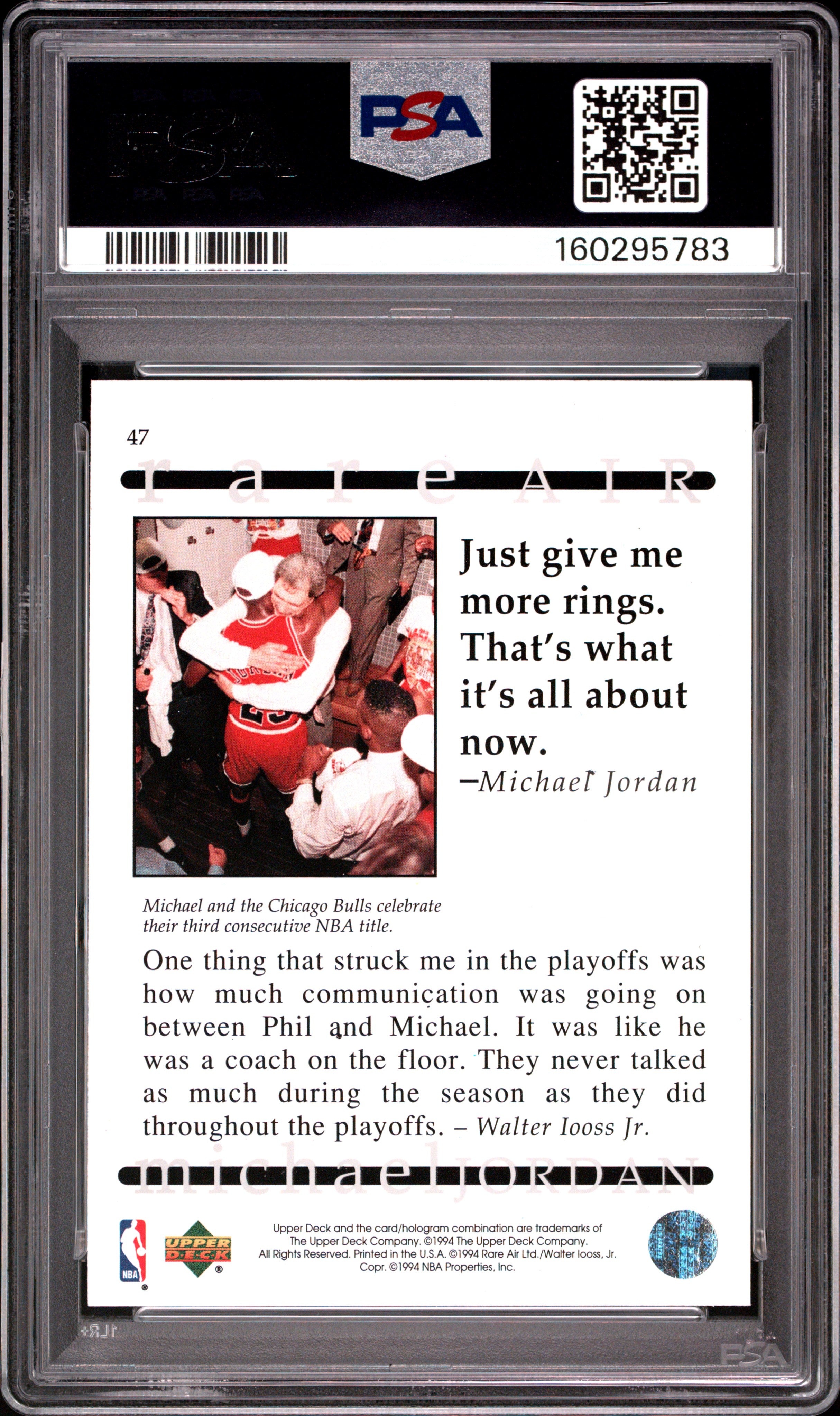 1994 Upper Deck MJ Rare Air Michael Jordan #47 PSA 9